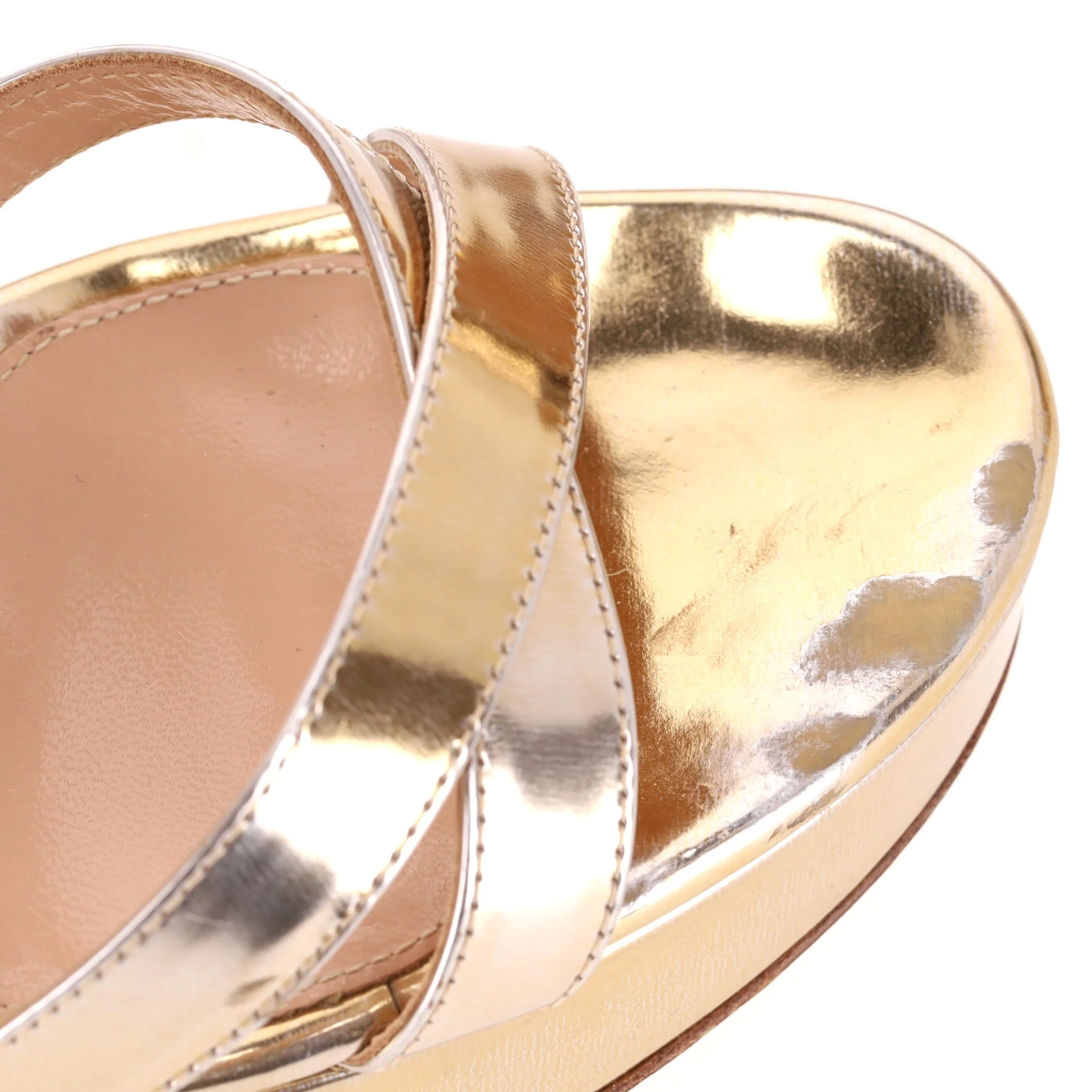 Gianvito Rossi Metalic Patent Leather Platform Sandals. Size 36 - Image 8