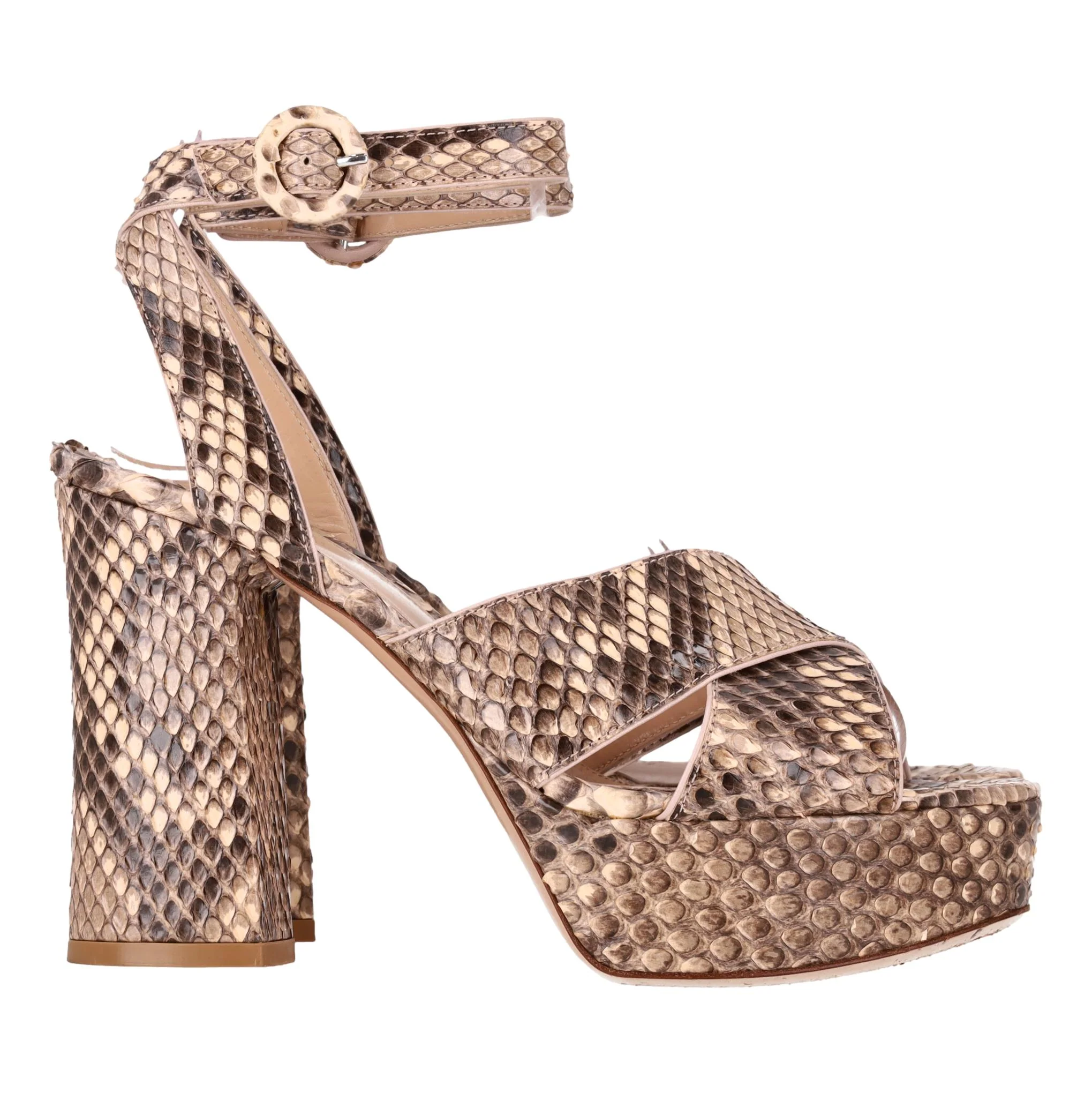 Gianvito Rossi Platform Snakeskin Sandals. Size 36.5 - Image 3