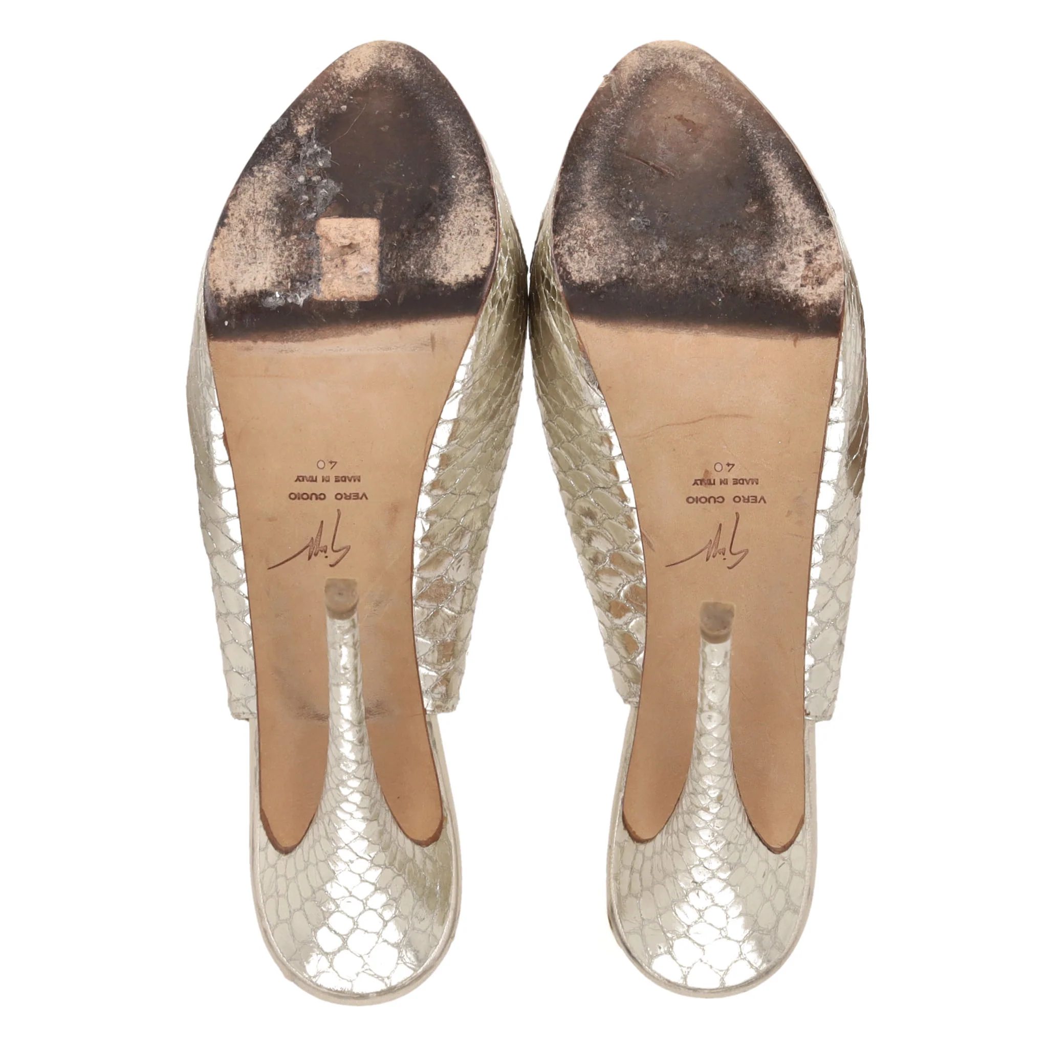 Giuseppe Zanotti Peep-Toe Platform Snakeskin Heels. Size 40 - Image 5