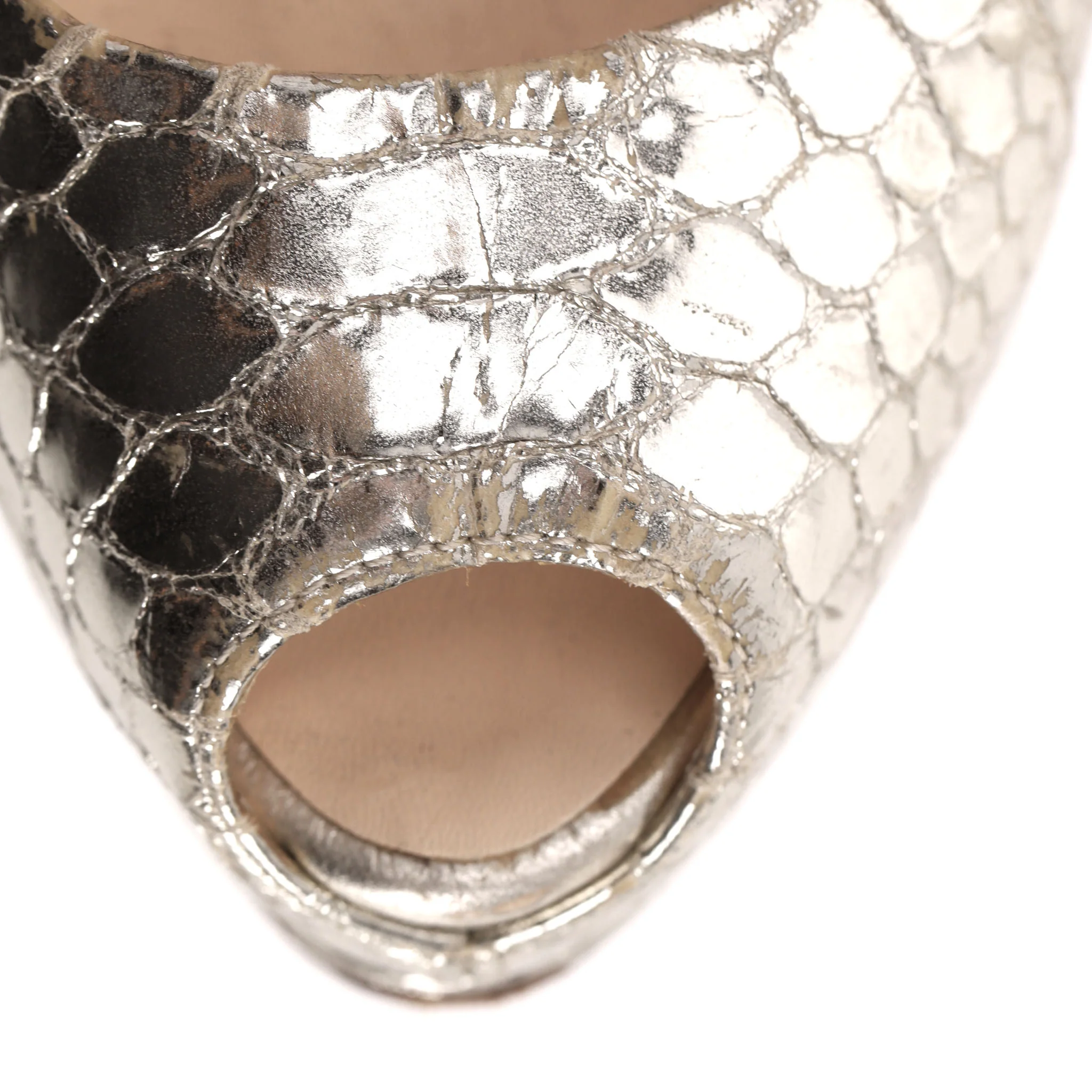 Giuseppe Zanotti Peep-Toe Platform Snakeskin Heels. Size 40 - Image 8