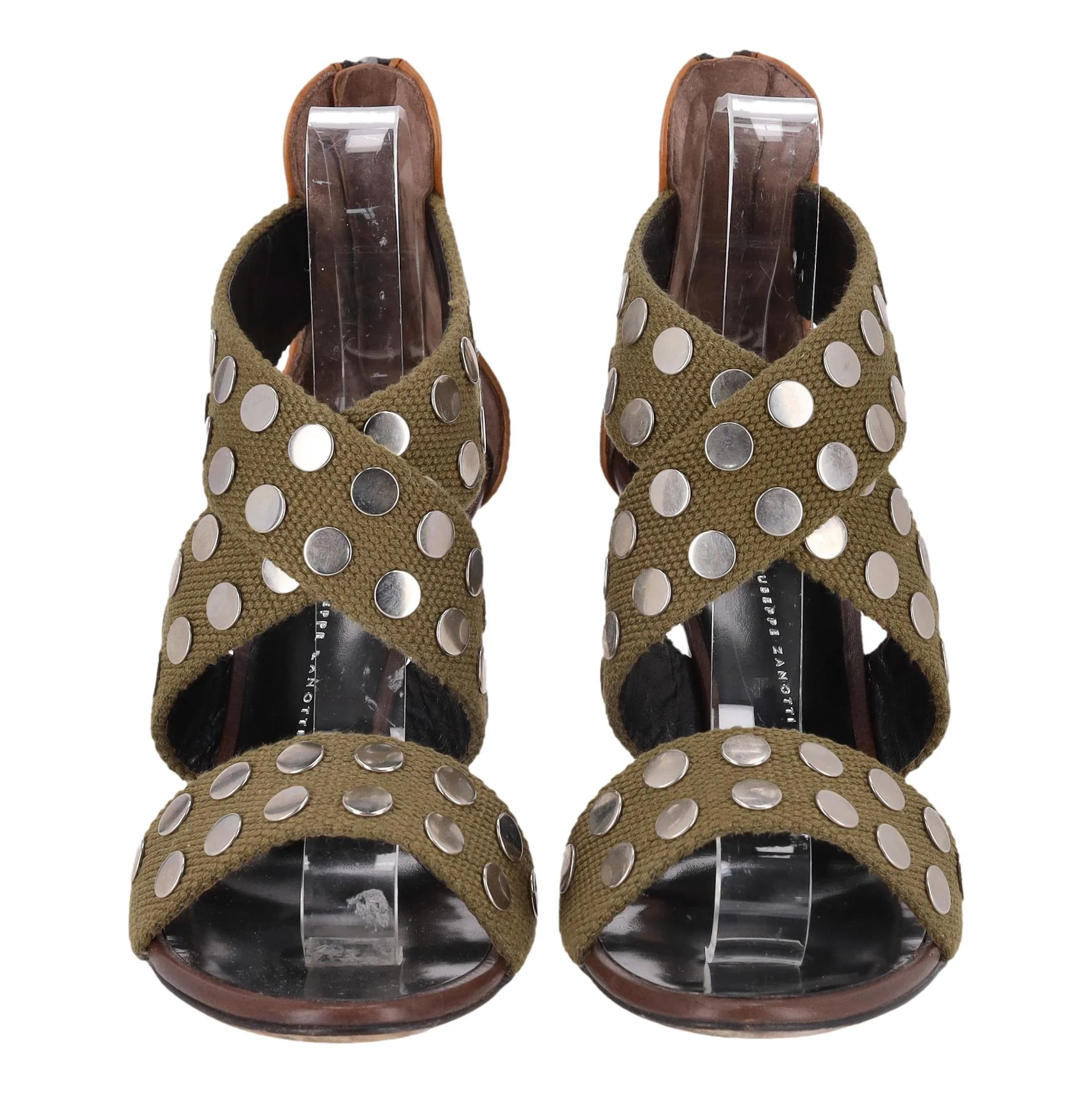 Giuseppe Zanotti Studded Canvas Strappy Sandals. Size 39 - Image 3