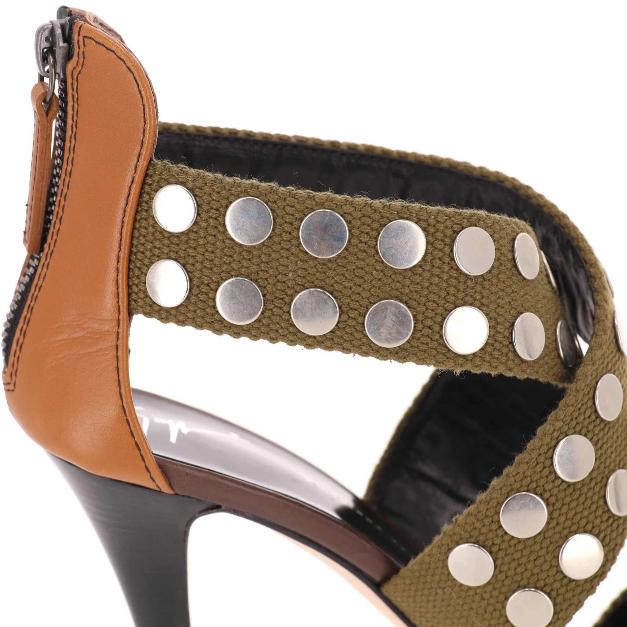 Giuseppe Zanotti Studded Canvas Strappy Sandals. Size 39 - Image 7