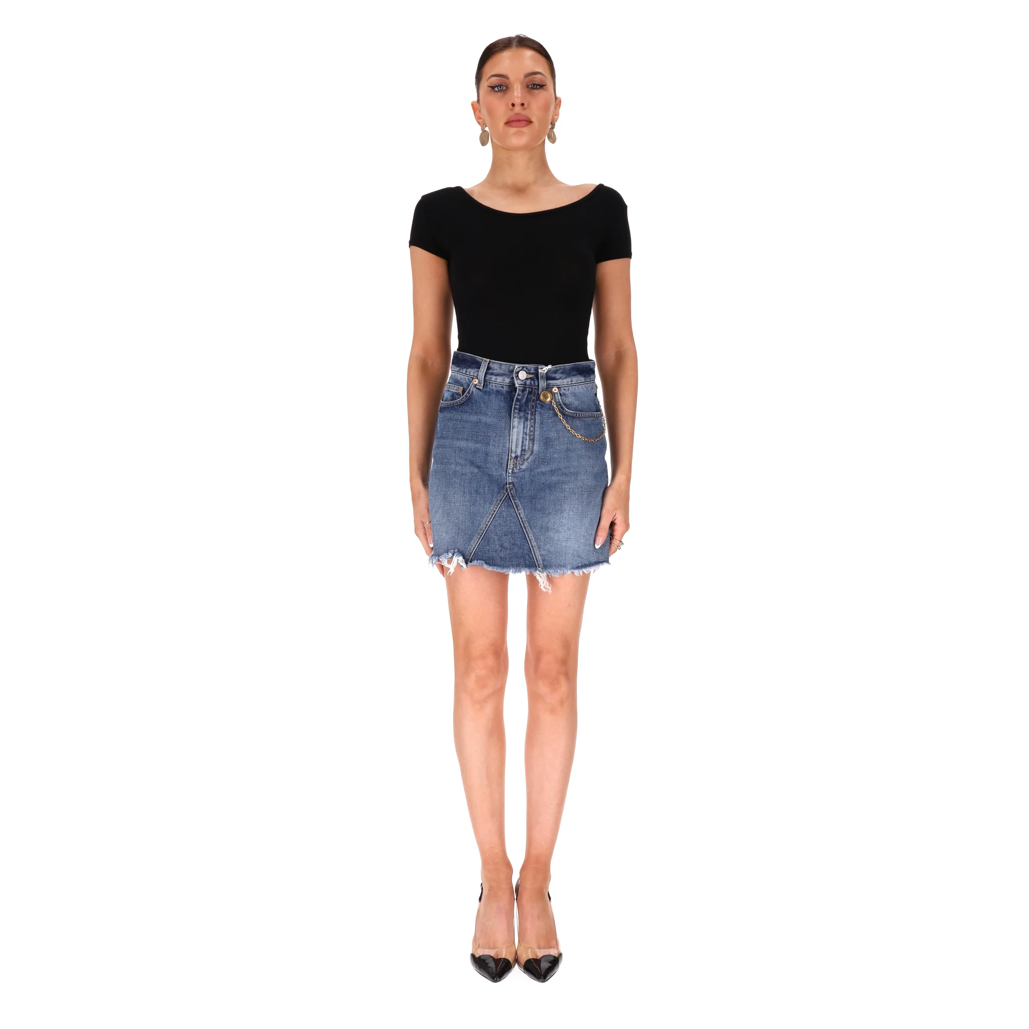 Givenchy Denim Mini Skirt With A Chain Detail. Size 34FR - Image 2