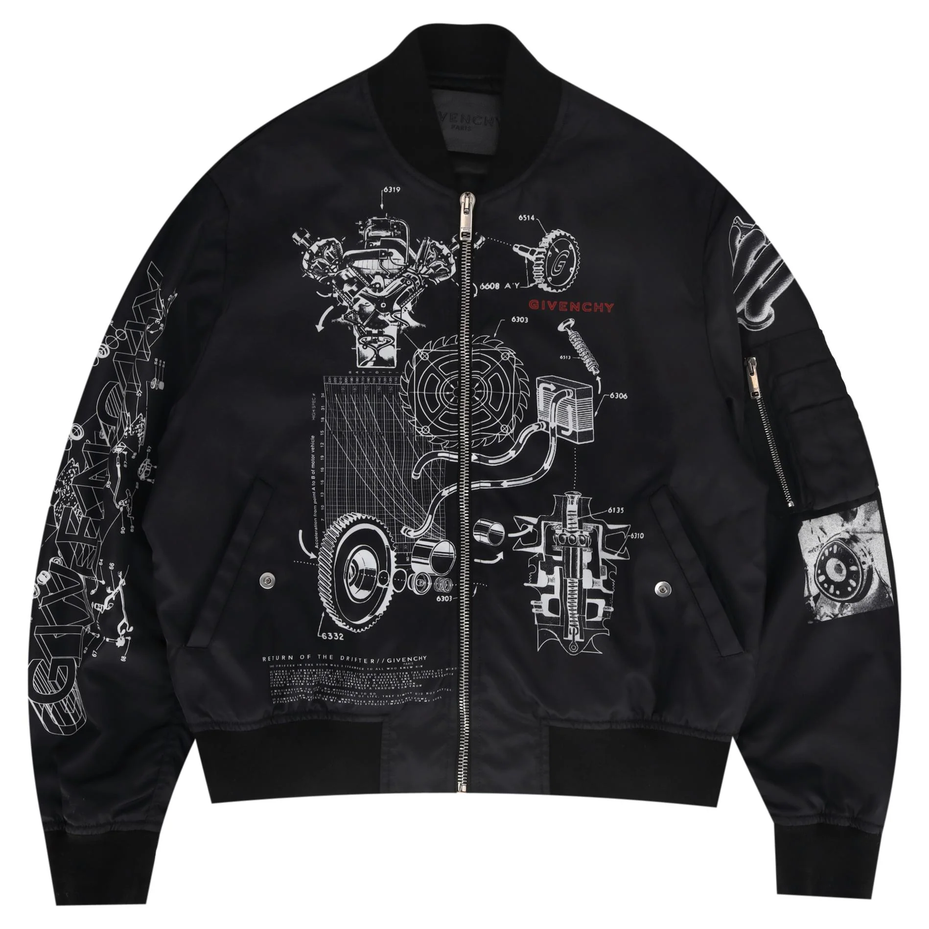 Givenchy Schematics Print 'The Return of the Drifter' Bomber Jacket. Size 52FR