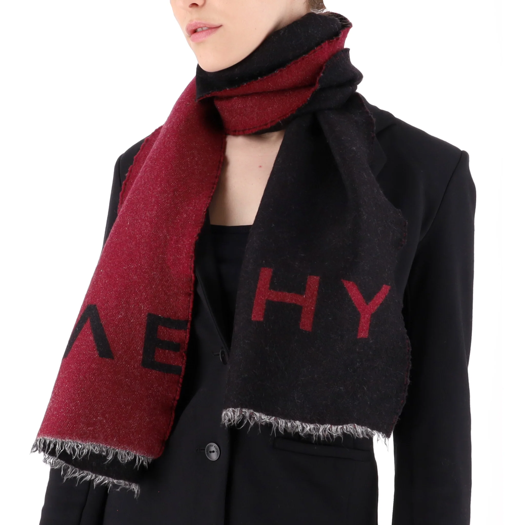 Givenchy Two-Tone Wool & Silk Blend Logo Scarf - Image 2