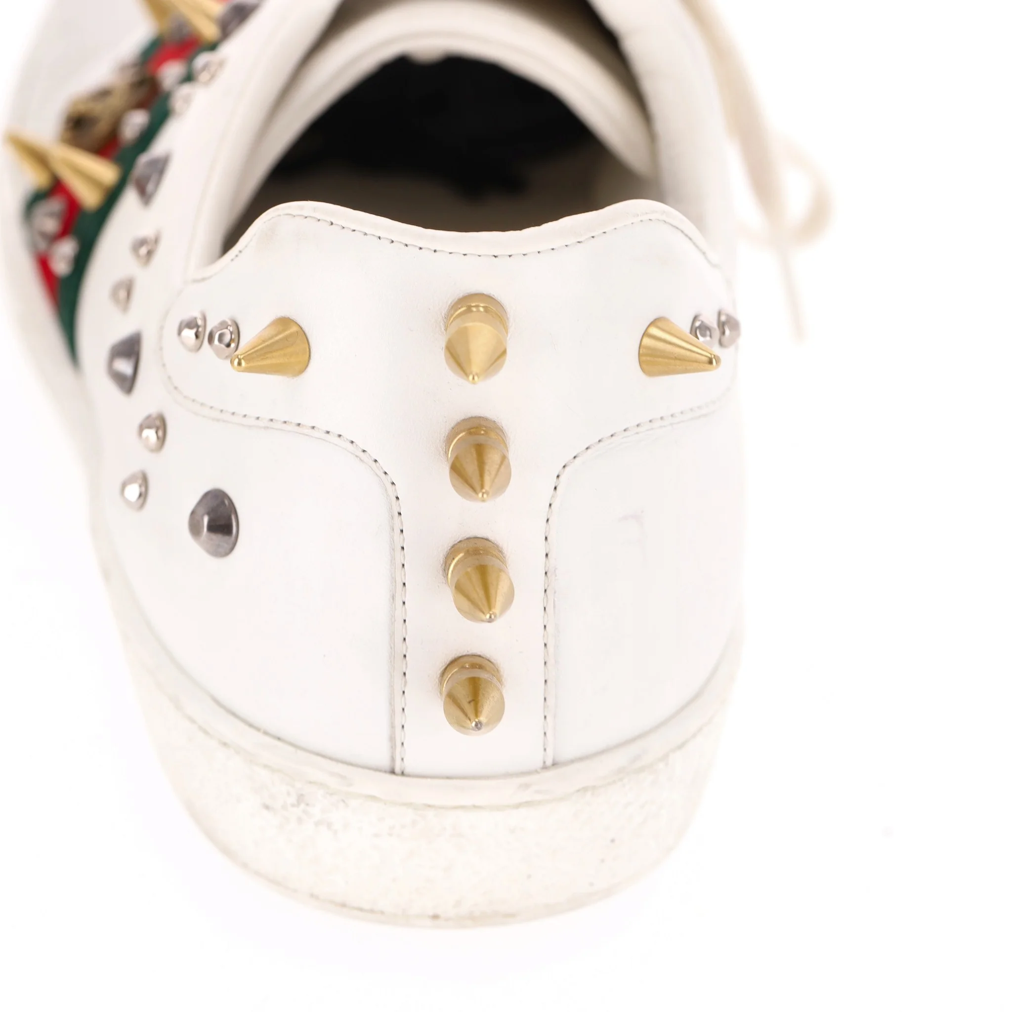 Gucci Ace Punk Web Studded Leather Sneakers. Size 45 - Image 11