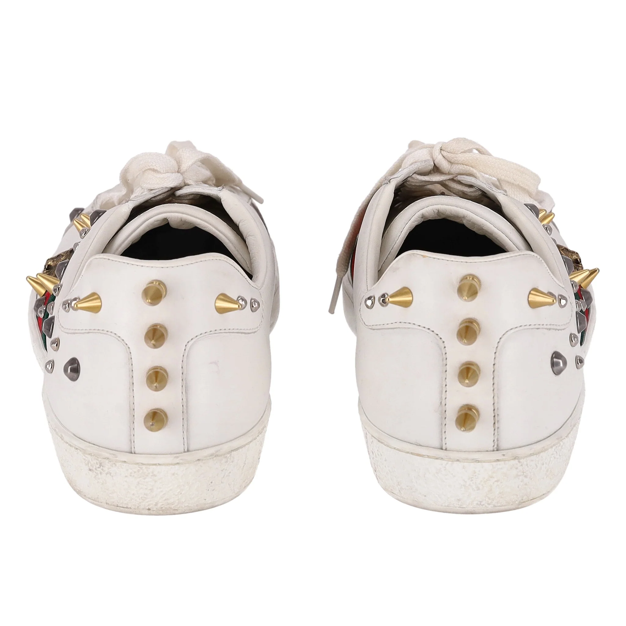 Gucci Ace Punk Web Studded Leather Sneakers. Size 45 - Image 4