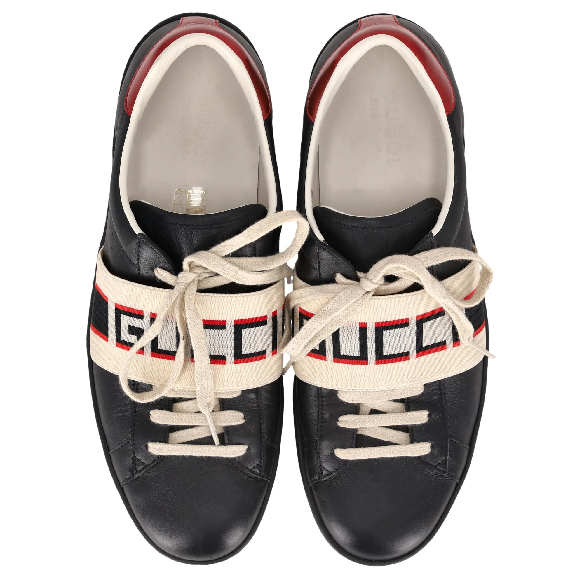 Gucci Ace Stripe Calfskin Leather Sneakers. Size 44