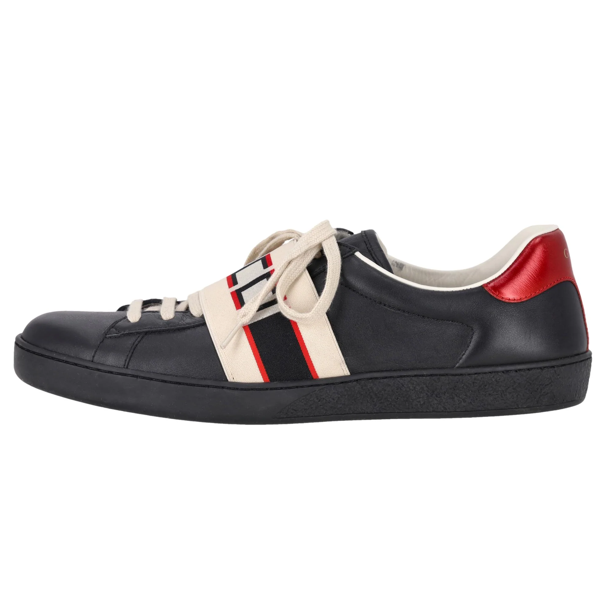 Gucci Ace Stripe Calfskin Leather Sneakers. Size 44 - Image 2