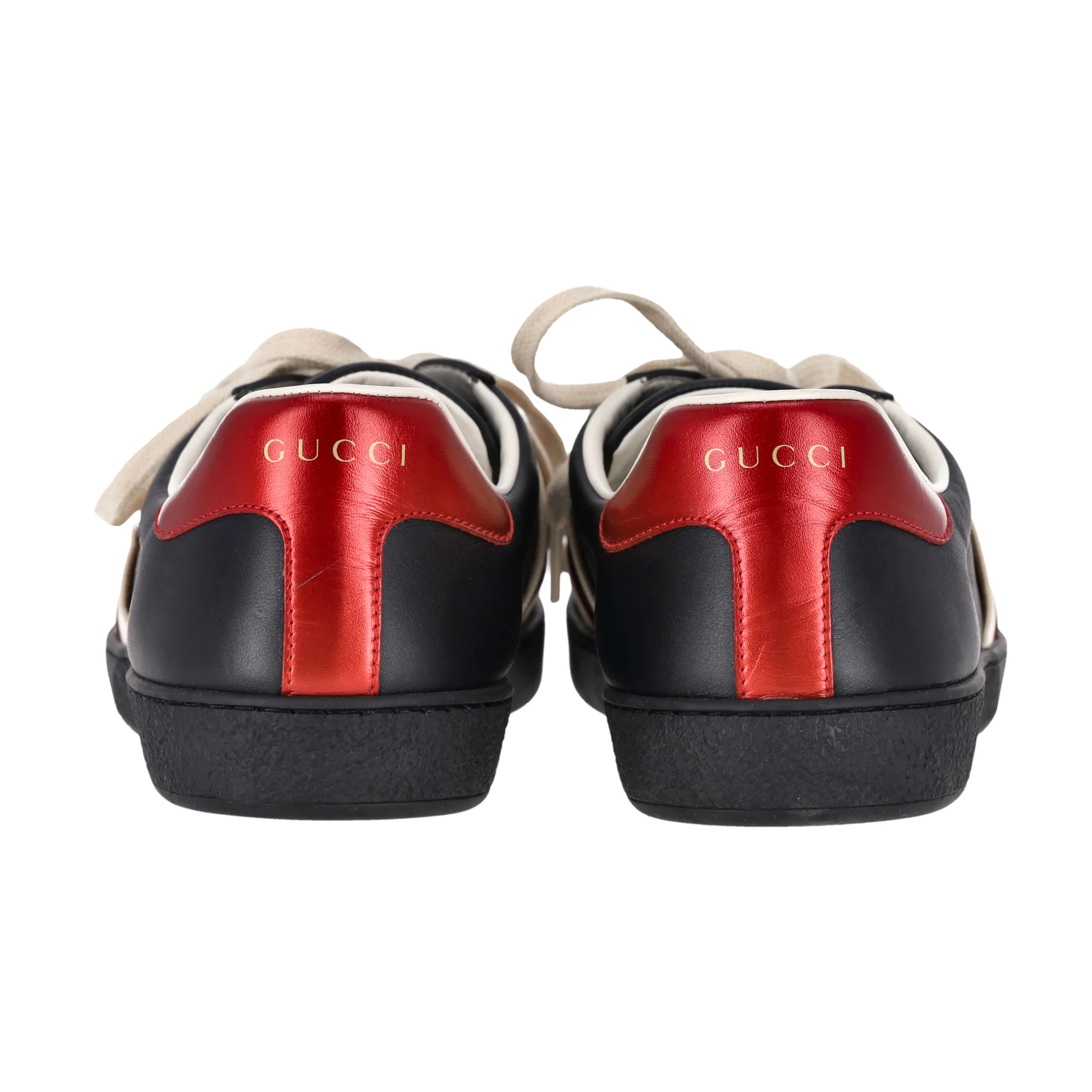 Gucci Ace Stripe Calfskin Leather Sneakers. Size 44 - Image 3