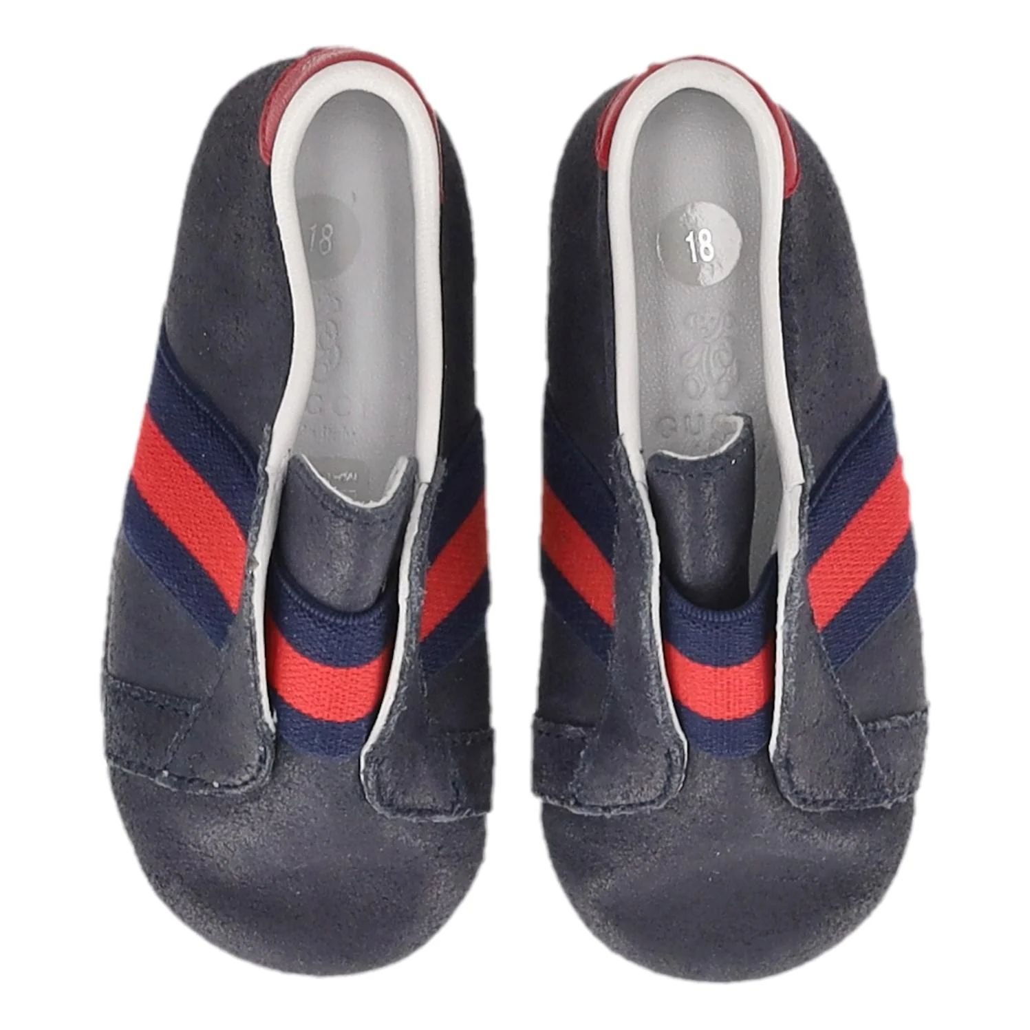Gucci Baby Web Stripe Suede Shoes/Slippers. Size 18