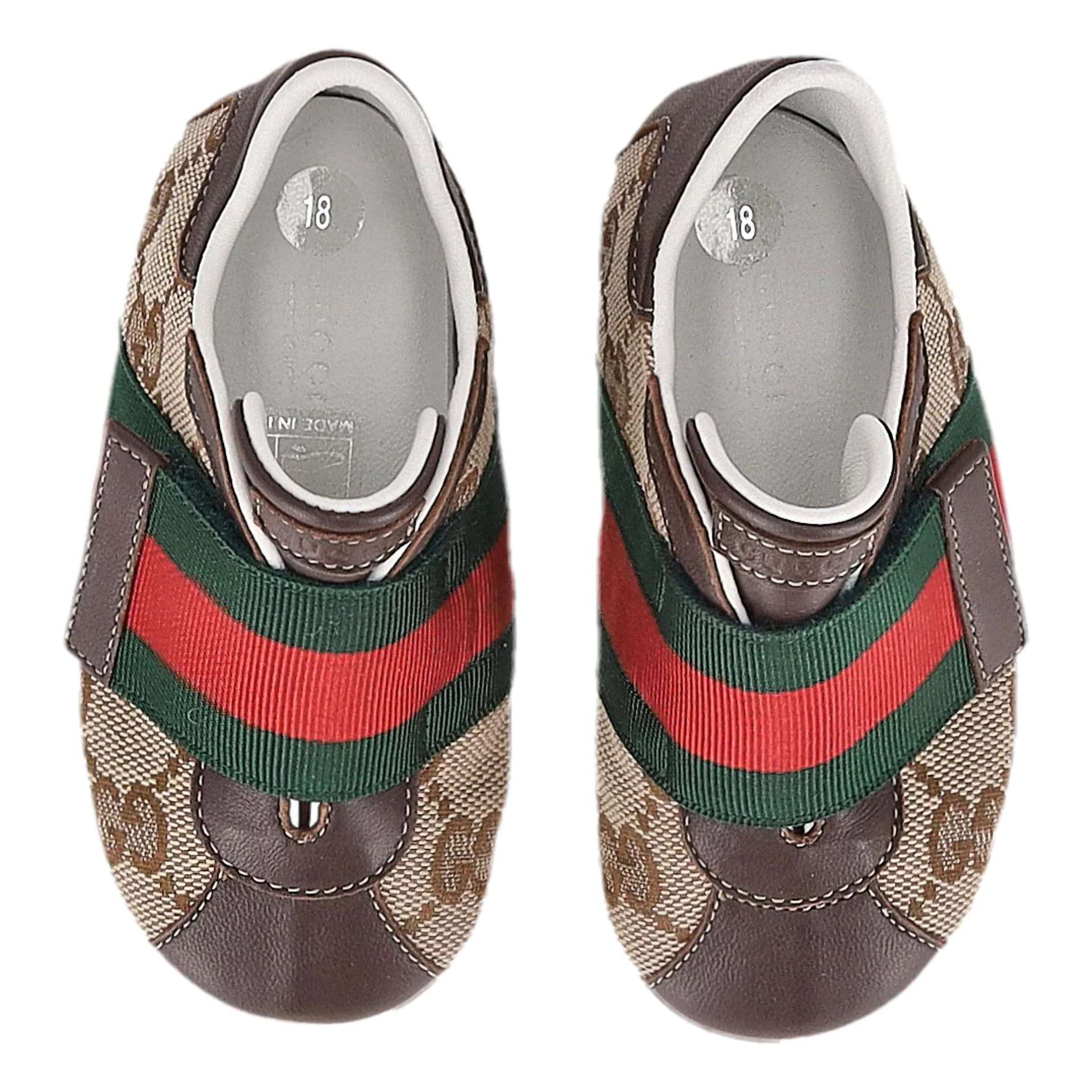 Gucci Baby Ace GG Supreme Web Stripe Sneakers/Slippers. Size 18