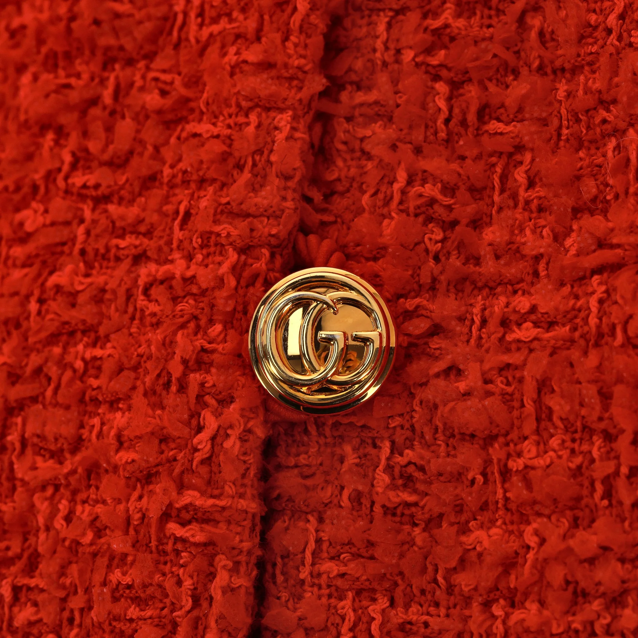 Gucci Boucle Coat With Gold Logo Buttons. Size 44FR - Image 4
