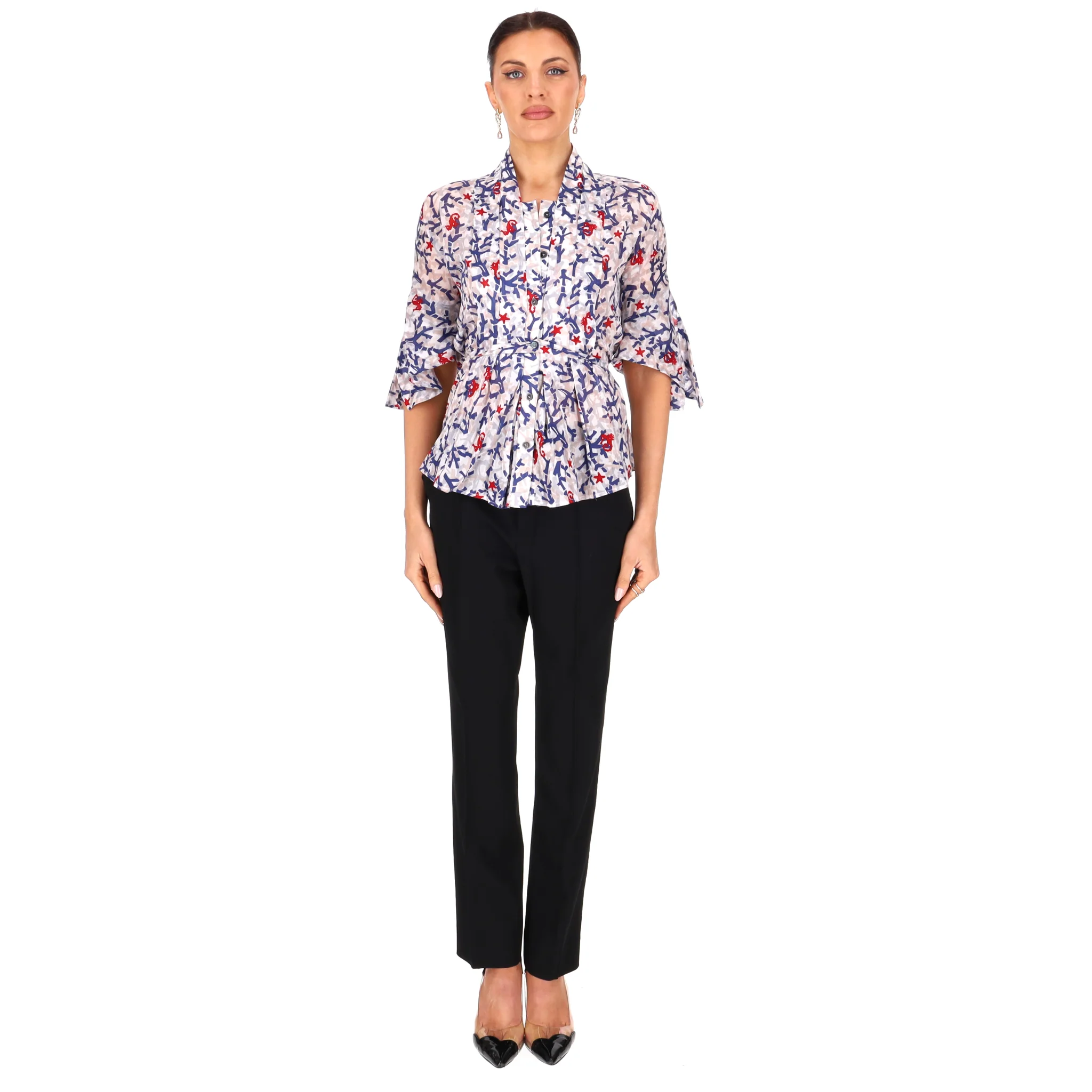 Gucci Coastal-Inspired Print Cotton Top. Size 44IT - Image 2