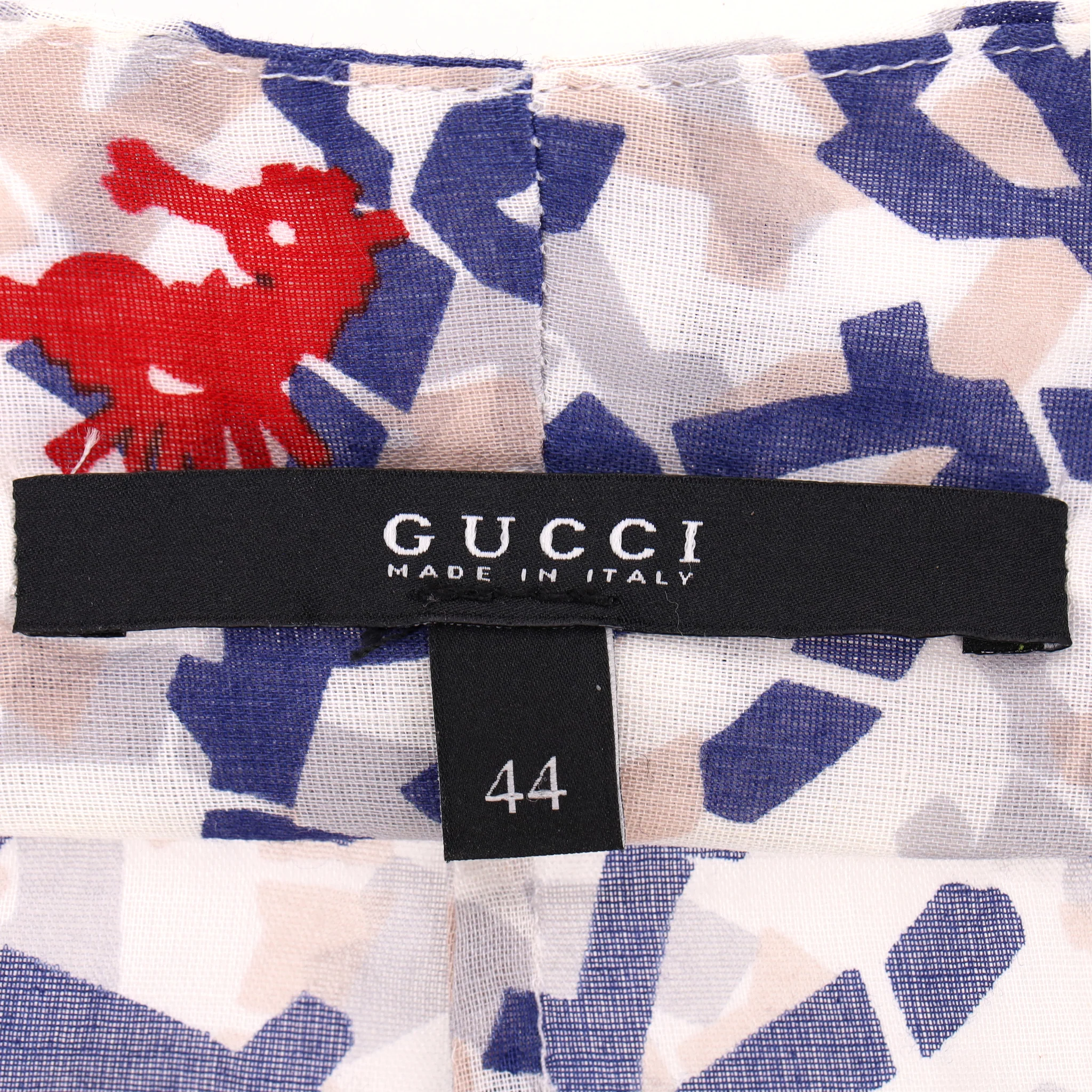 Gucci Coastal-Inspired Print Cotton Top. Size 44IT - Image 8