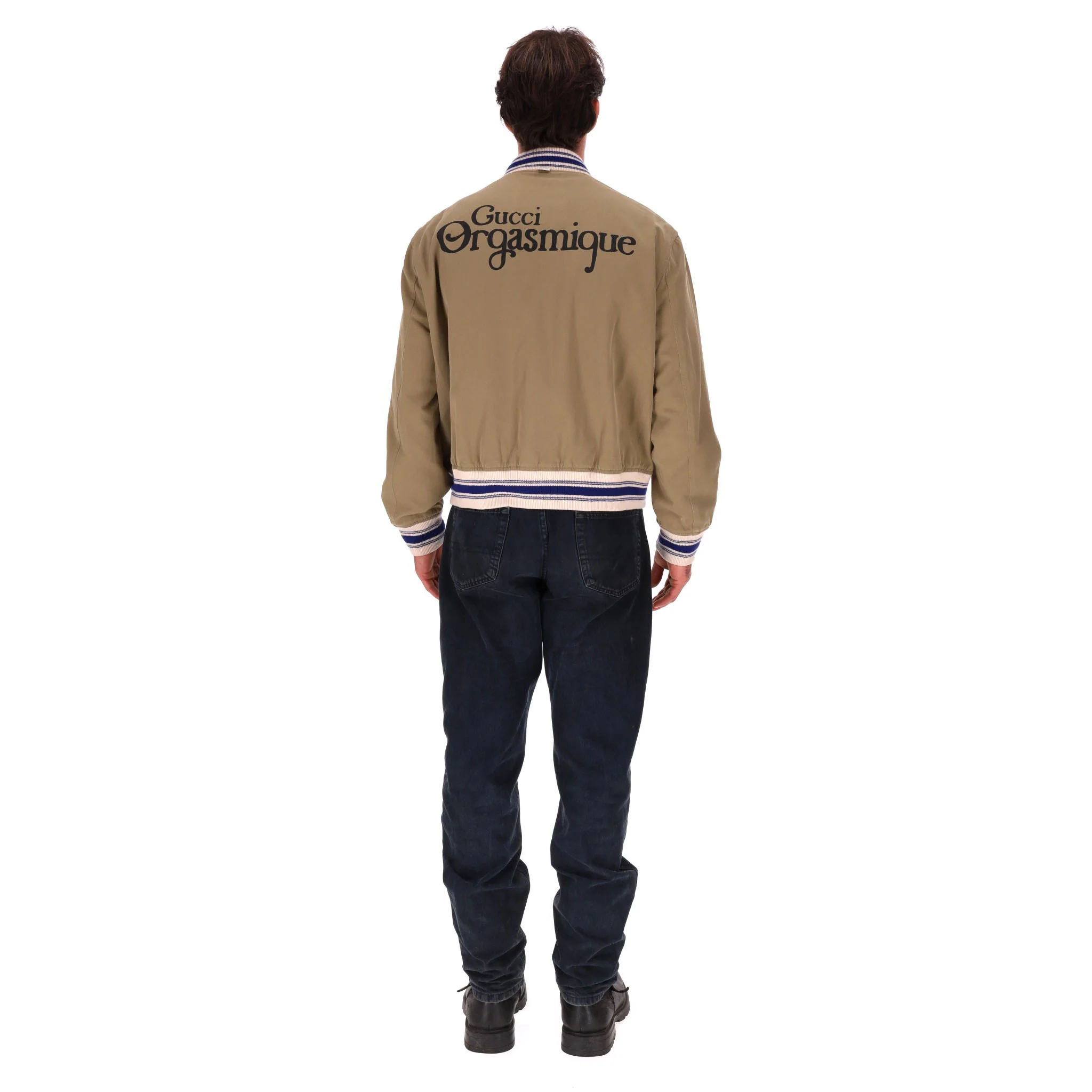 Gucci Cotton Bomber Jacket With Embordered Rear 'Gucci Orgasmique'. Size 50 - Image 3