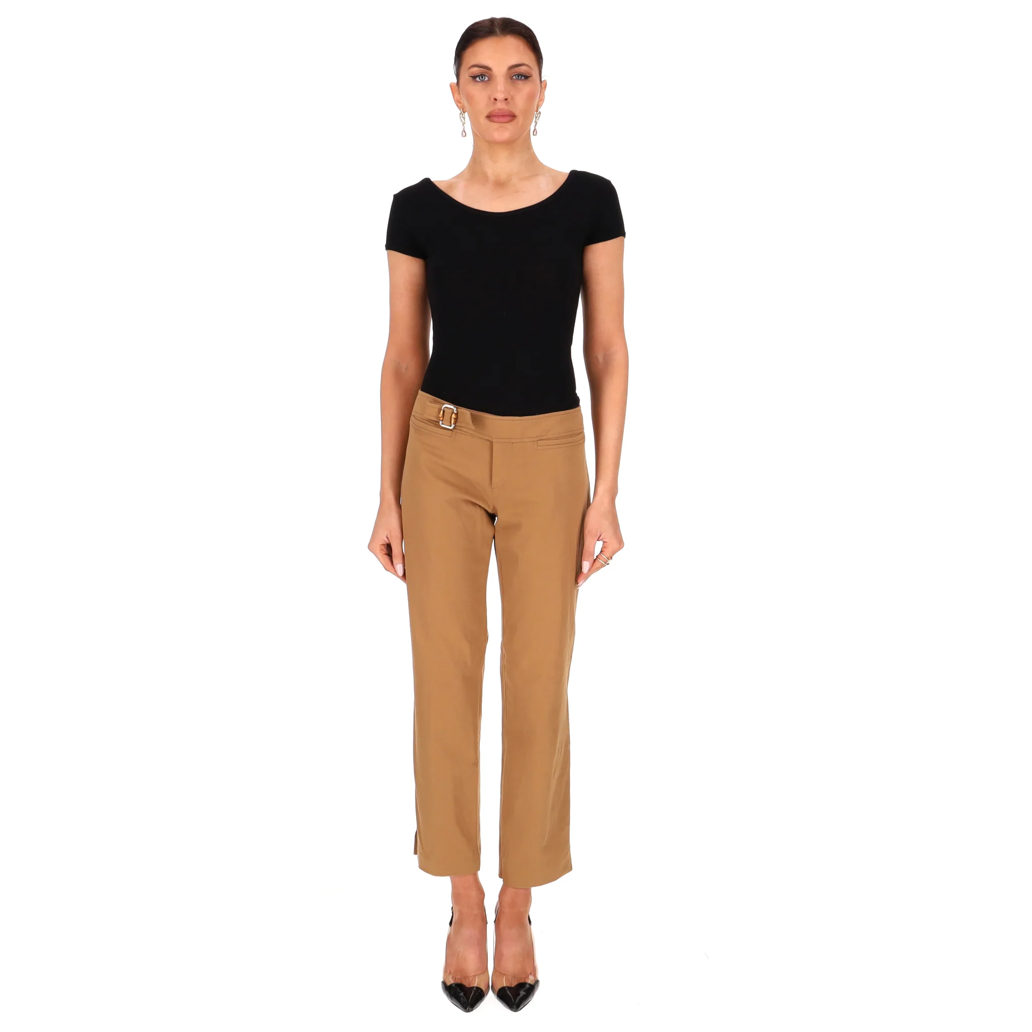 Gucci Cotton Trousers With A Bamboo Buckle. Size 42IT - Image 2
