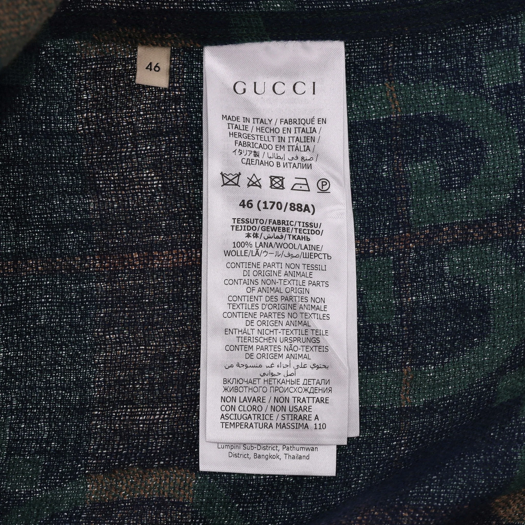 Gucci 'GG' Logo Checked Wool Shirt. Size 46IT - Image 7