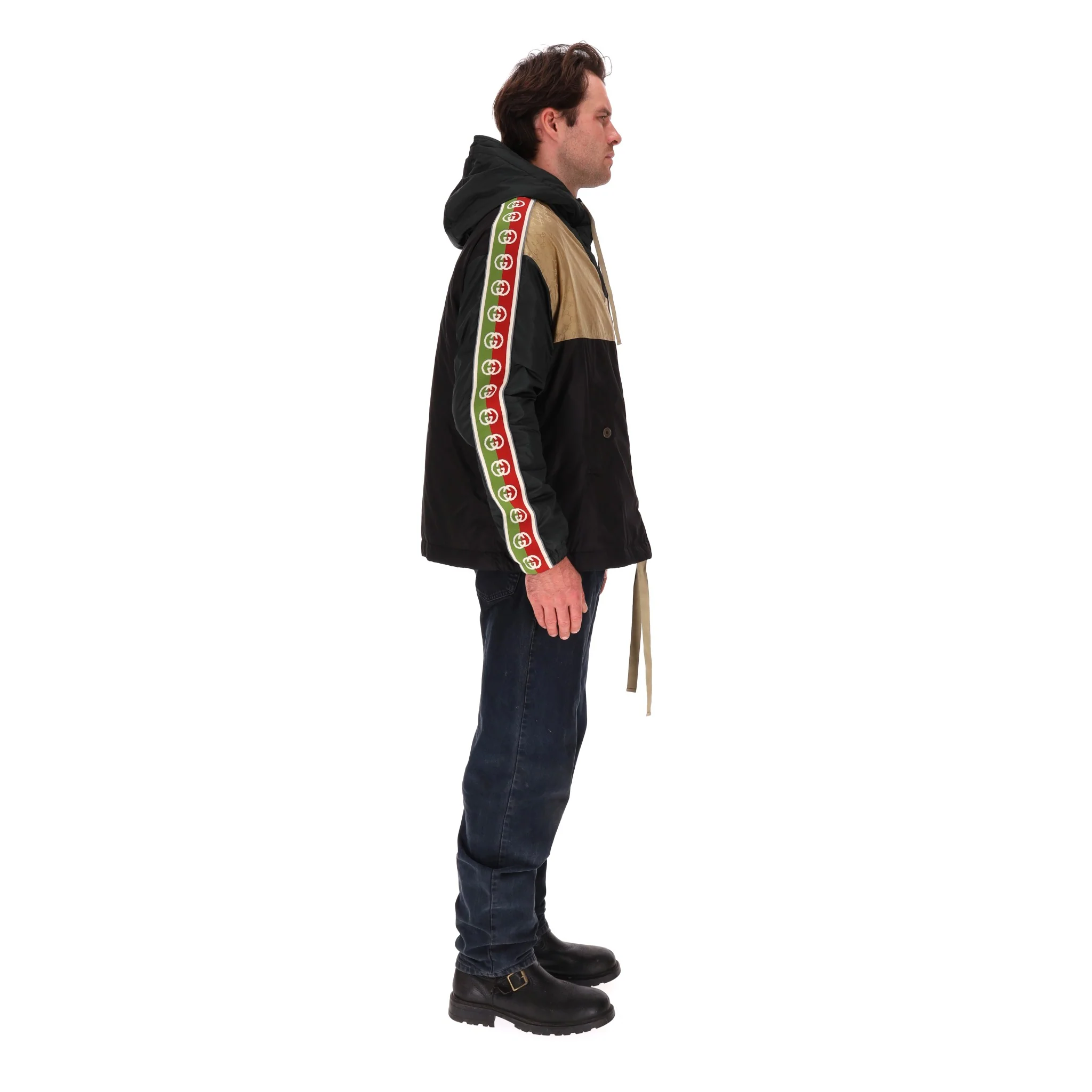 Gucci GG Jacquard Logo & Web Stripe Nylon Jacket. Size 48IT - Image 3