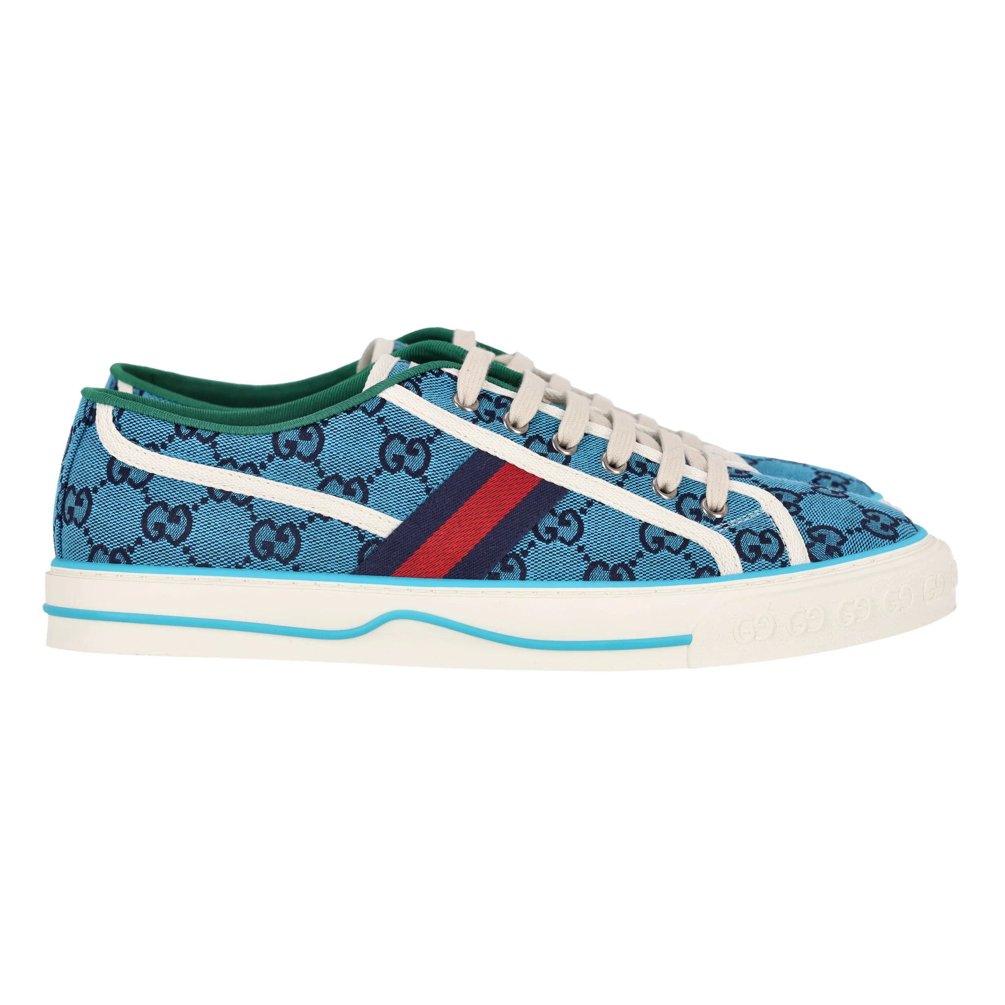Gucci 'GG' Monogram Web Stripe 1977 Tennis Canvas Sneakers. Size 43.5 - Image 4