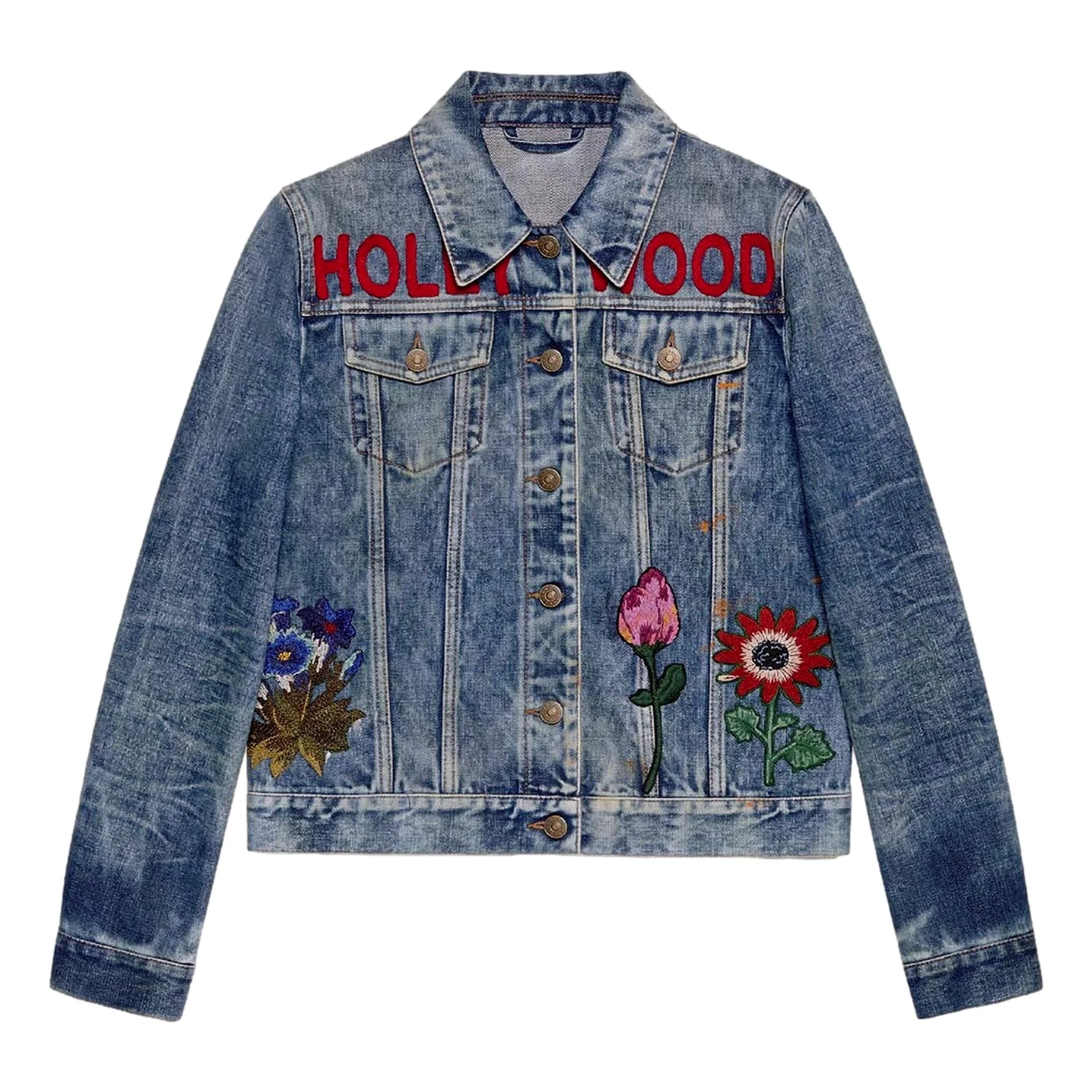 Gucci 'Hollywood' Bunny Embroidered Denim Jacket. Size 44T
