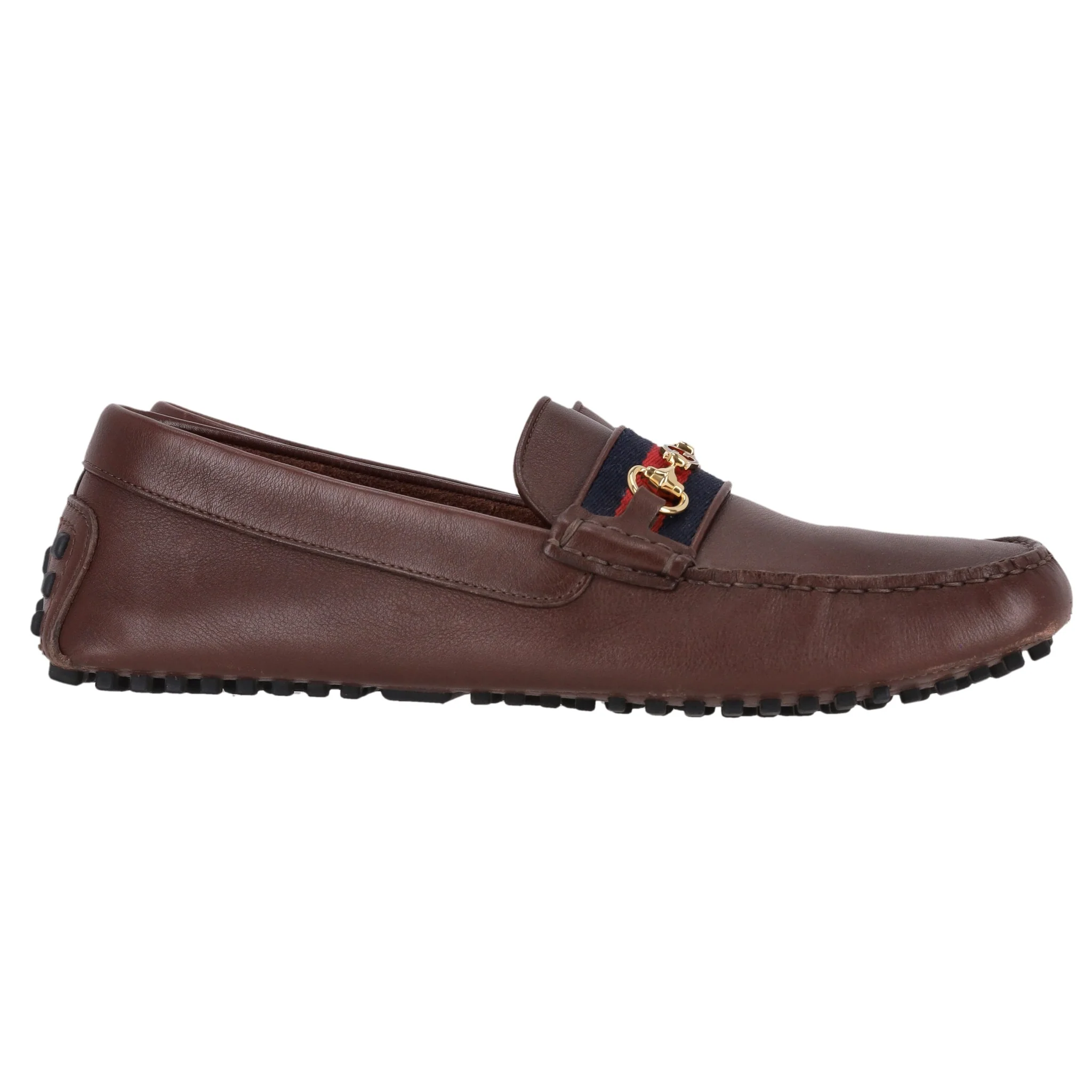 Gucci Ayrton Horsebit Detail Web Stripe Leather Loafers. Size 42 - Image 4