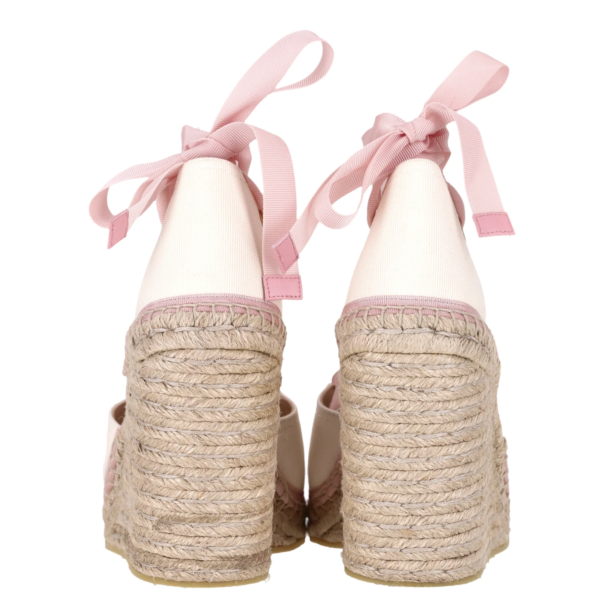 Gucci Judit 'GG' Espadrille Wedge Sandals With Grosgrain Ribbon Ankle Ties. Size 40.5 - Image 5