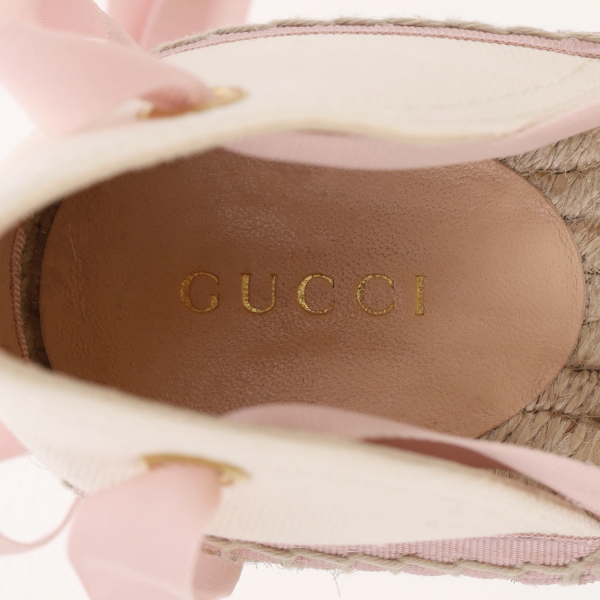 Gucci Judit 'GG' Espadrille Wedge Sandals With Grosgrain Ribbon Ankle Ties. Size 40.5 - Image 8