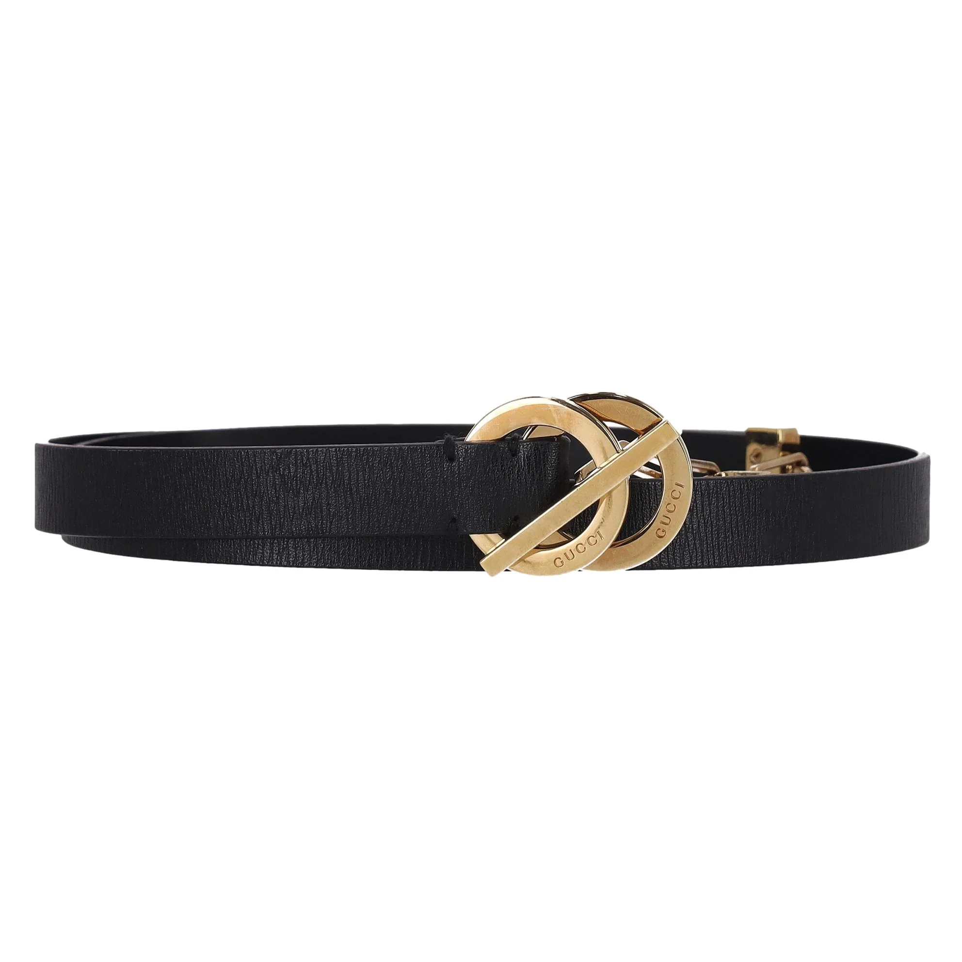 Gucci Leather & Chain T-Bar Ring Belt - Image 2