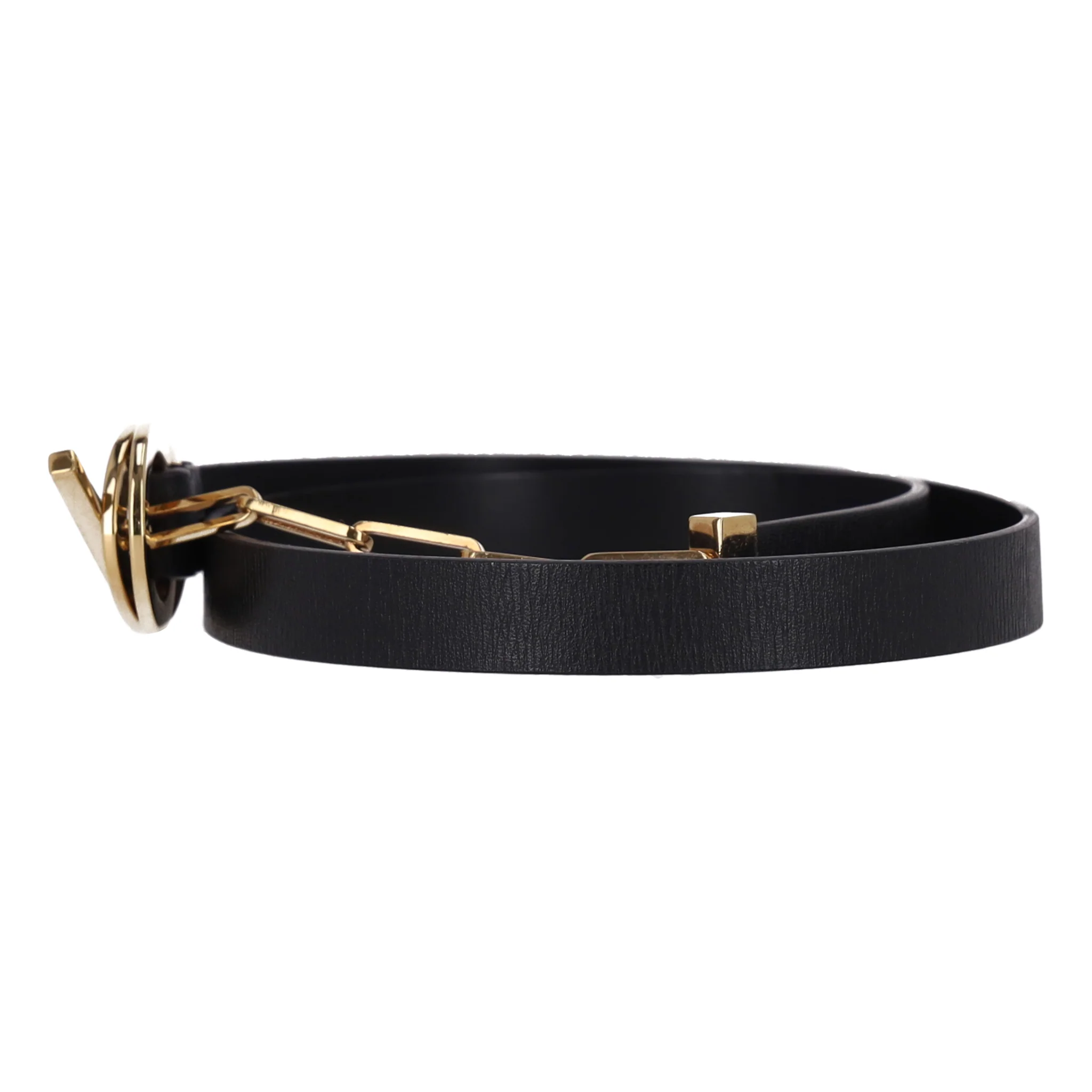 Gucci Leather & Chain T-Bar Ring Belt - Image 3