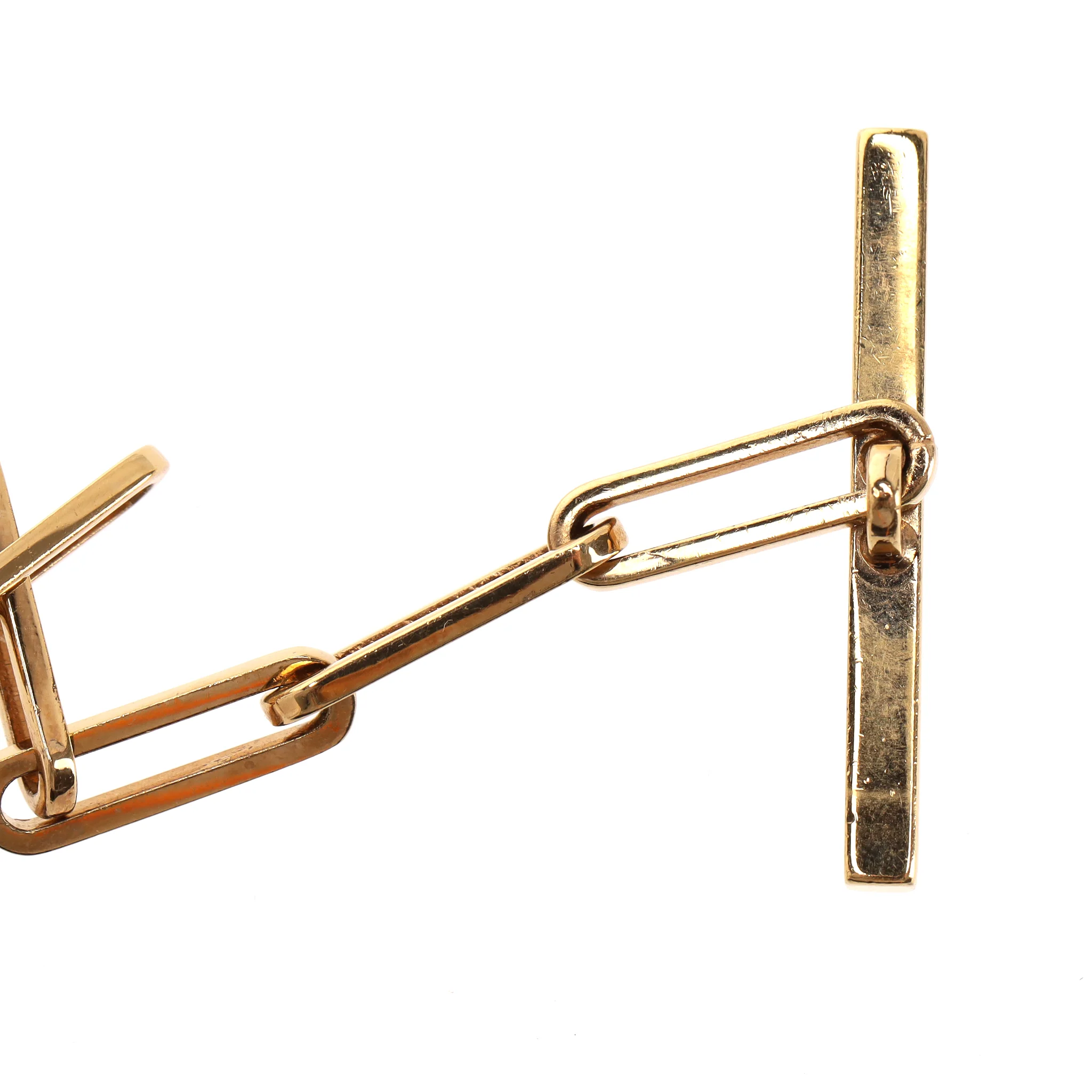 Gucci Leather & Chain T-Bar Ring Belt - Image 9