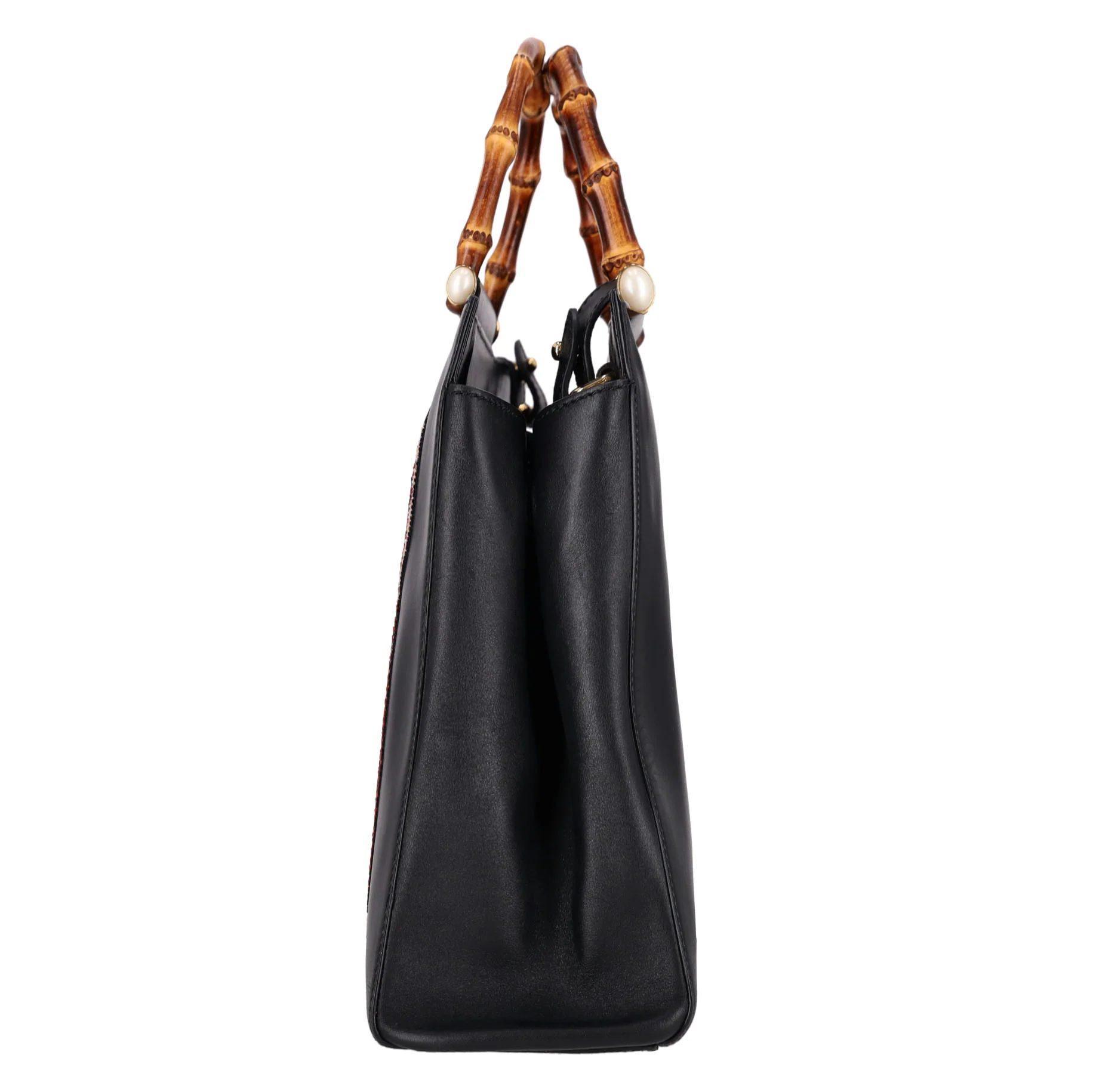 Gucci Nymphaea Beaded Tiger & Bamboo Handle Medium Leather Bag - Image 3