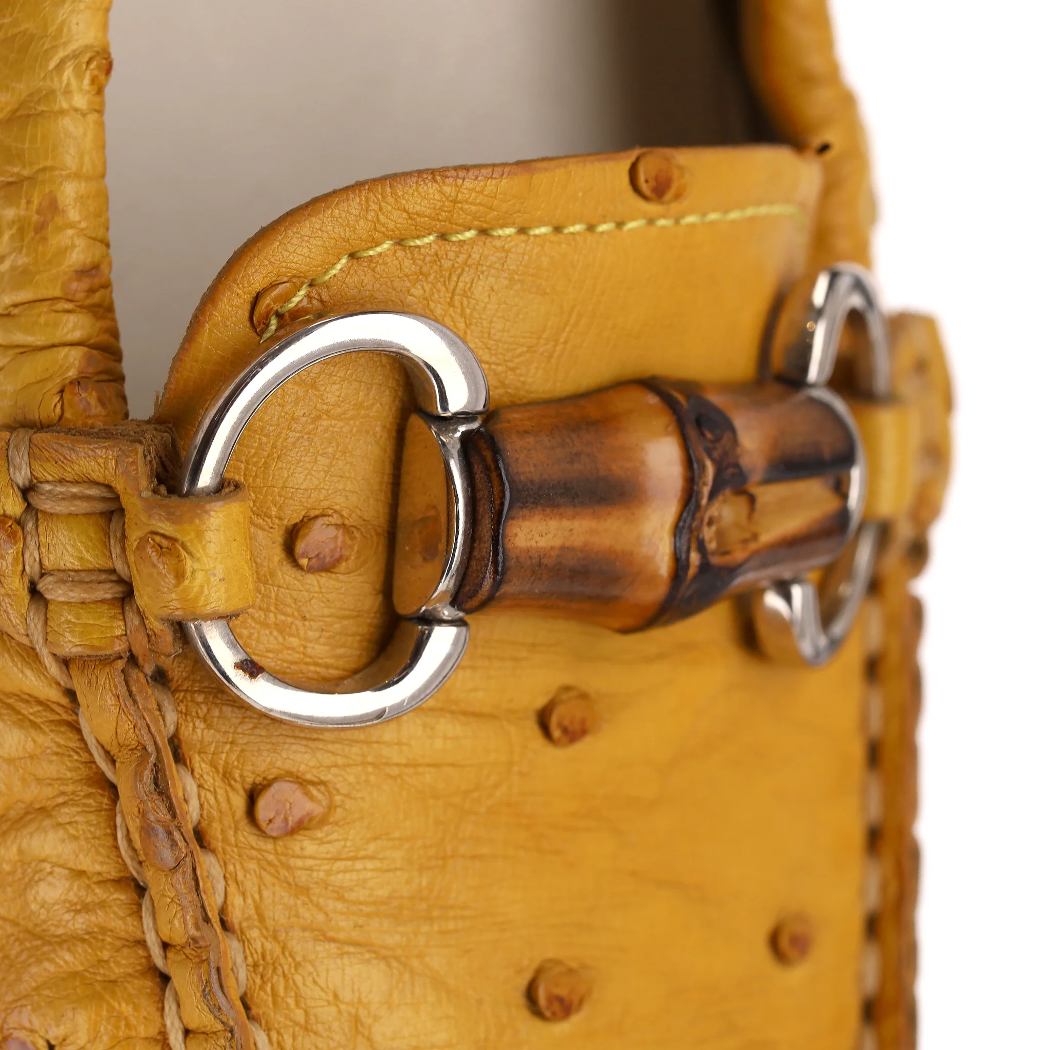 Gucci Ostrich Skin Driving Loafers With A Horsebit Bamboo Buckle. Size 37 - Image 10
