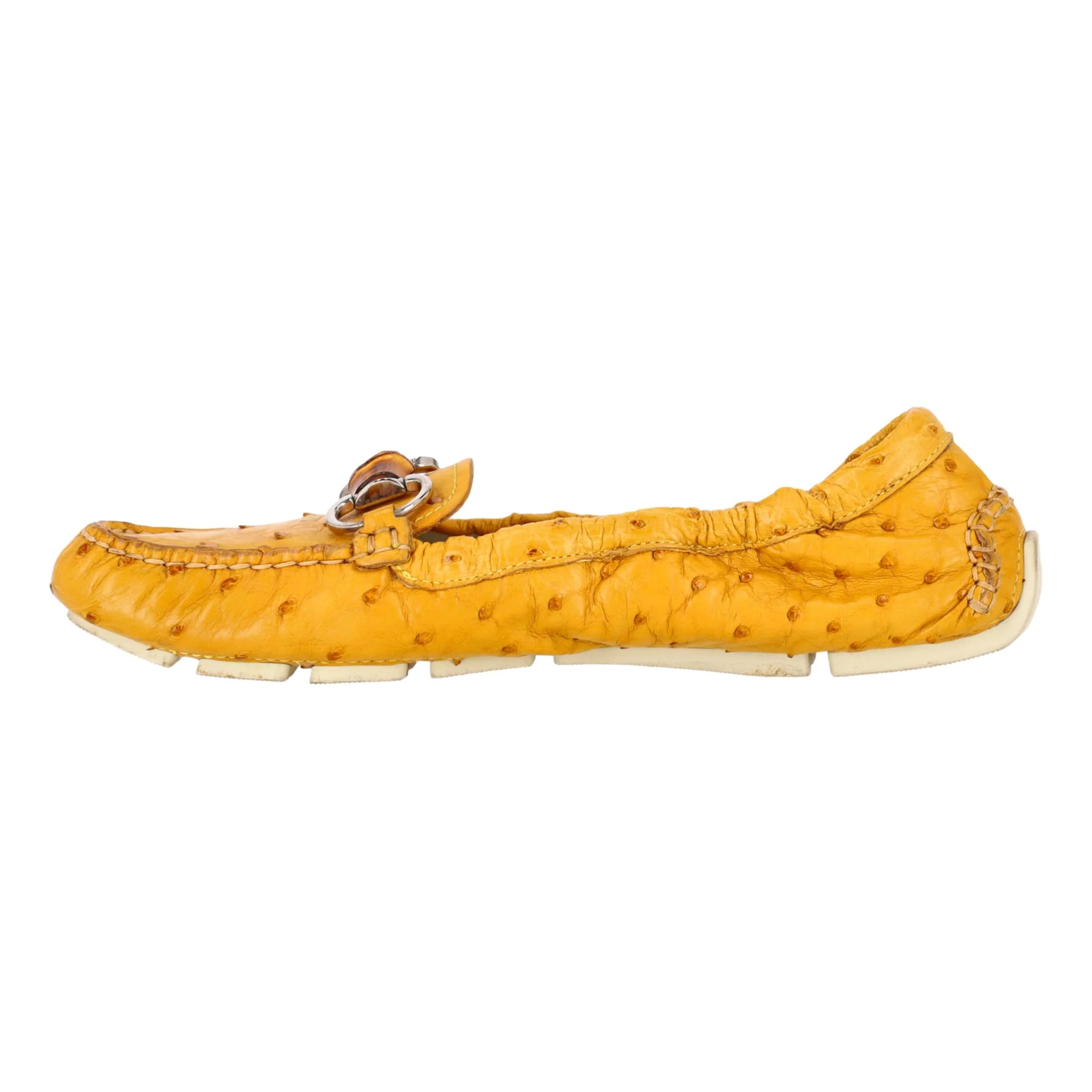 Gucci Ostrich Skin Driving Loafers With A Horsebit Bamboo Buckle. Size 37 - Image 2