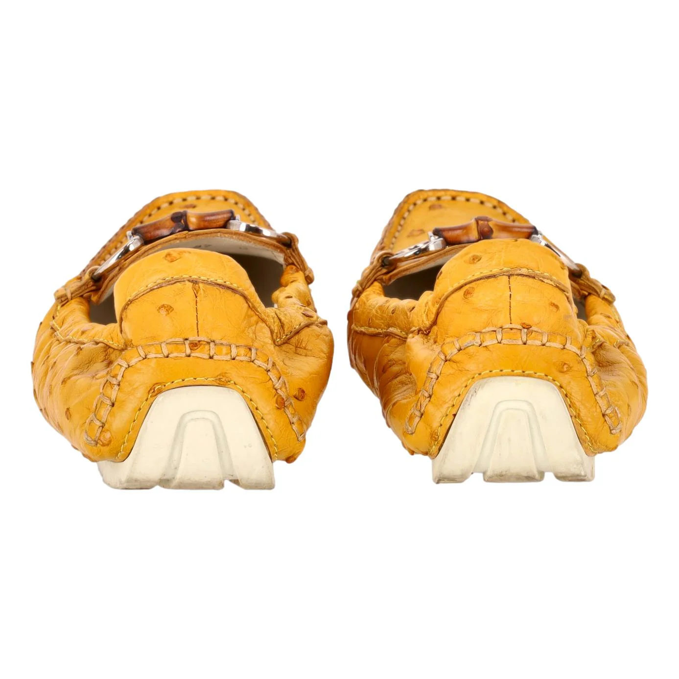 Gucci Ostrich Skin Driving Loafers With A Horsebit Bamboo Buckle. Size 37 - Image 3