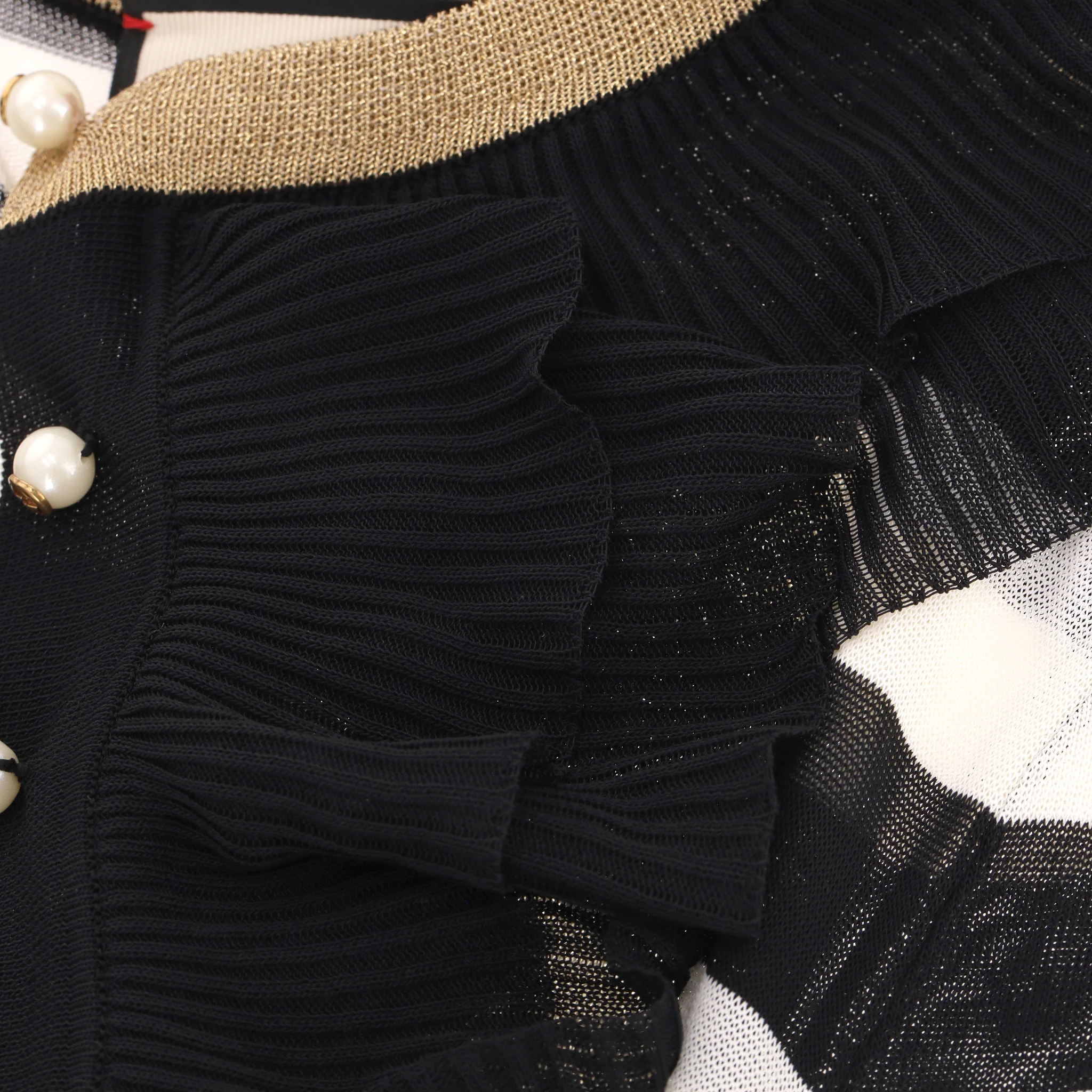 Gucci Striped Dress with 'GG' Pearl Buttons. Size L - Image 6