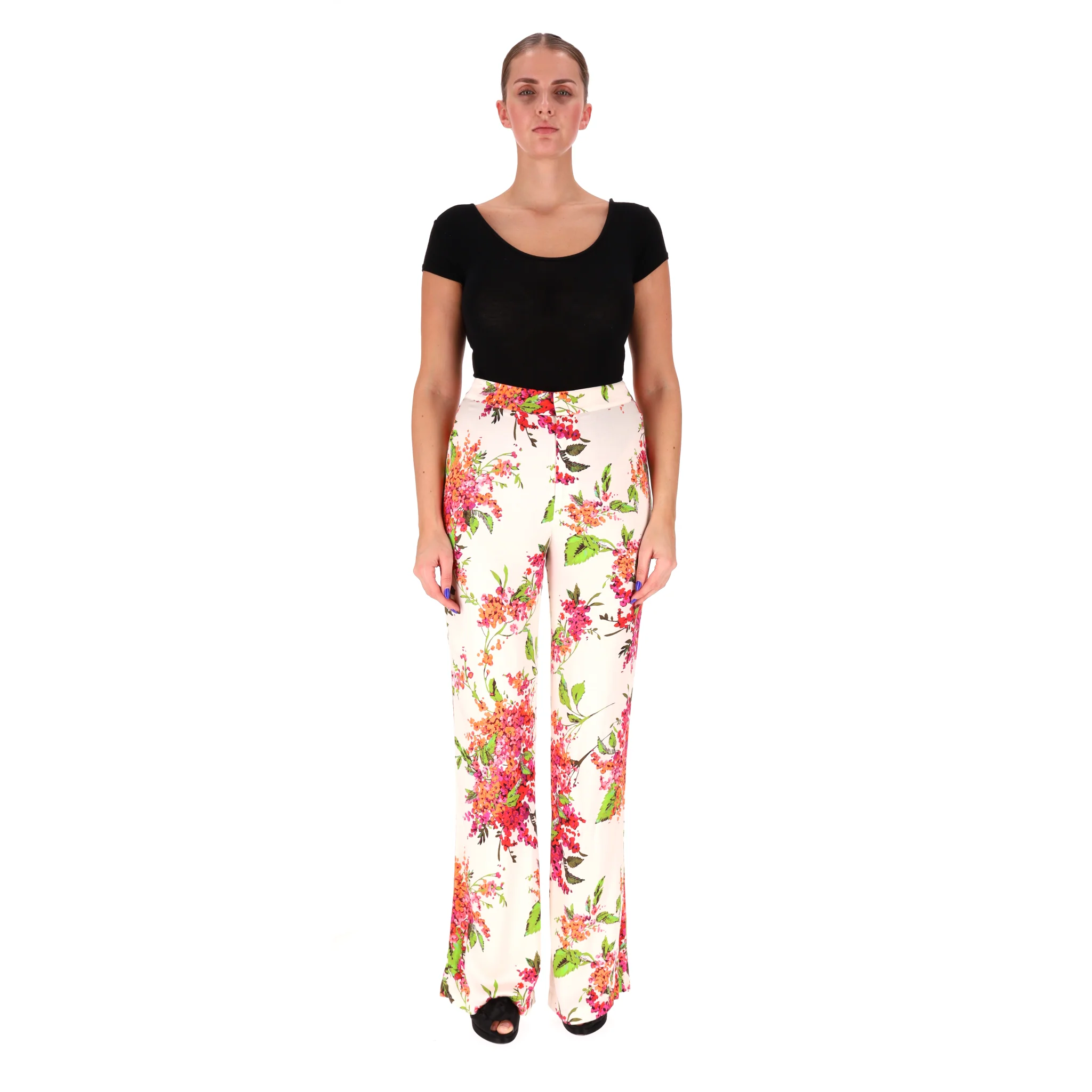 Hale Bob Floral-Print Flared Trousers. Size M - Image 2