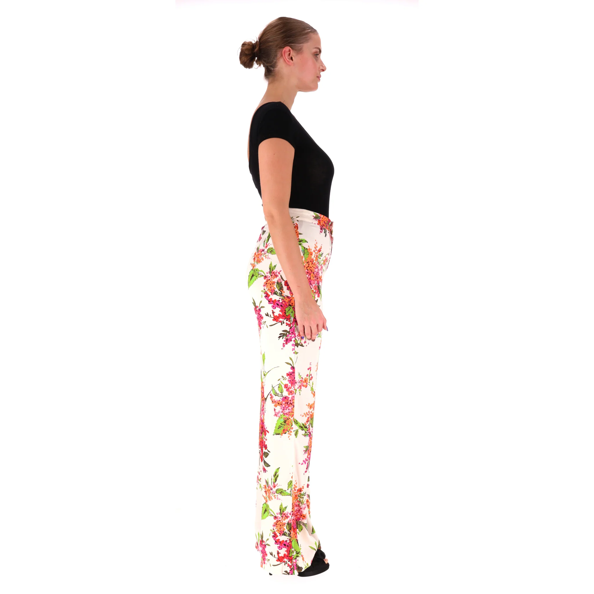 Hale Bob Floral-Print Flared Trousers. Size M - Image 3