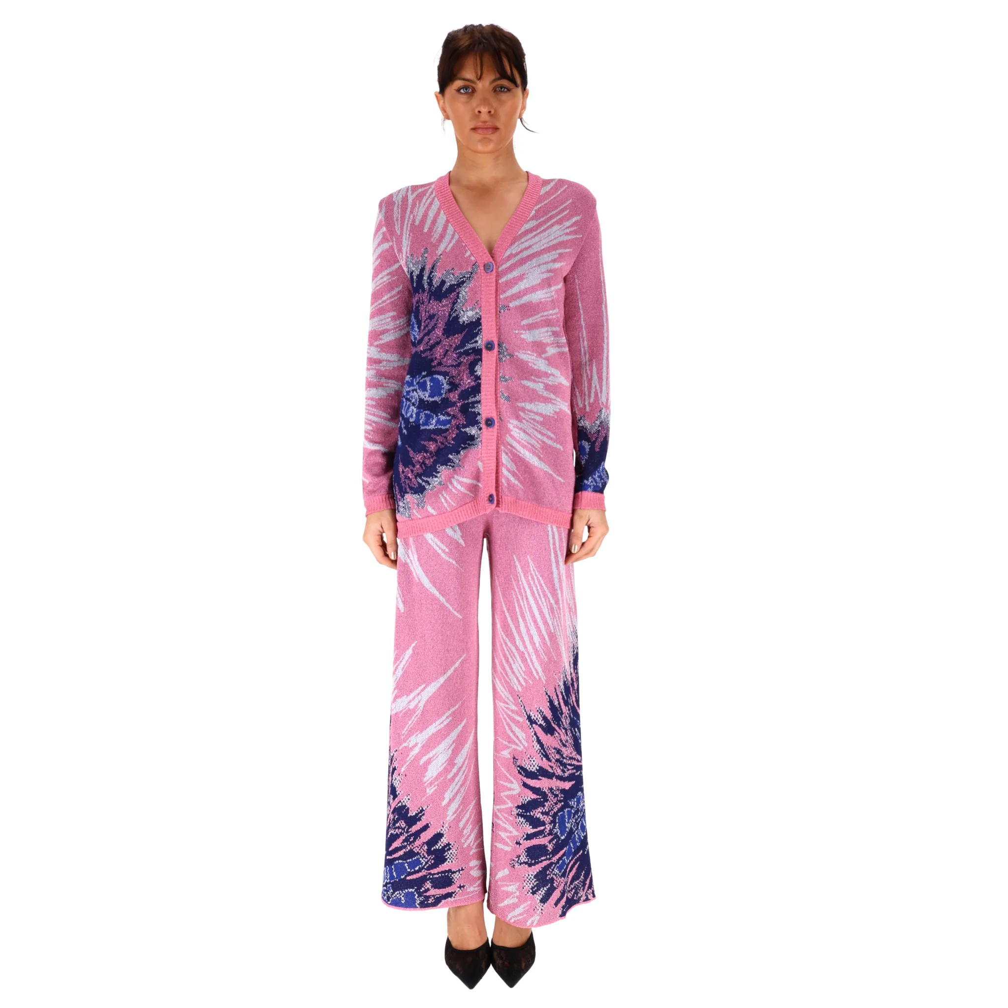 Hayley Menzies Metallic Tie Dye Knitted Cardi Top & Matching Culottes. Size XS - Image 2