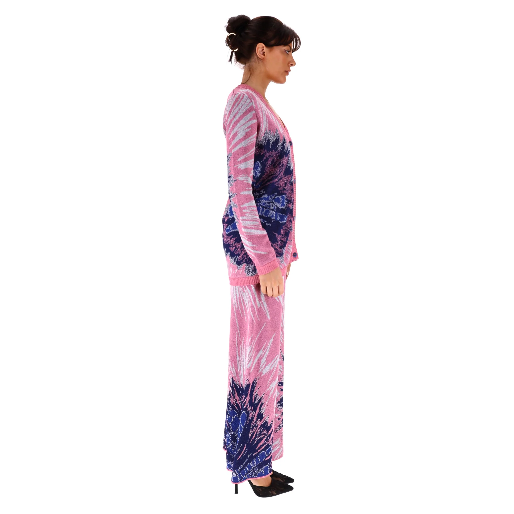 Hayley Menzies Metallic Tie Dye Knitted Cardi Top & Matching Culottes. Size XS - Image 3