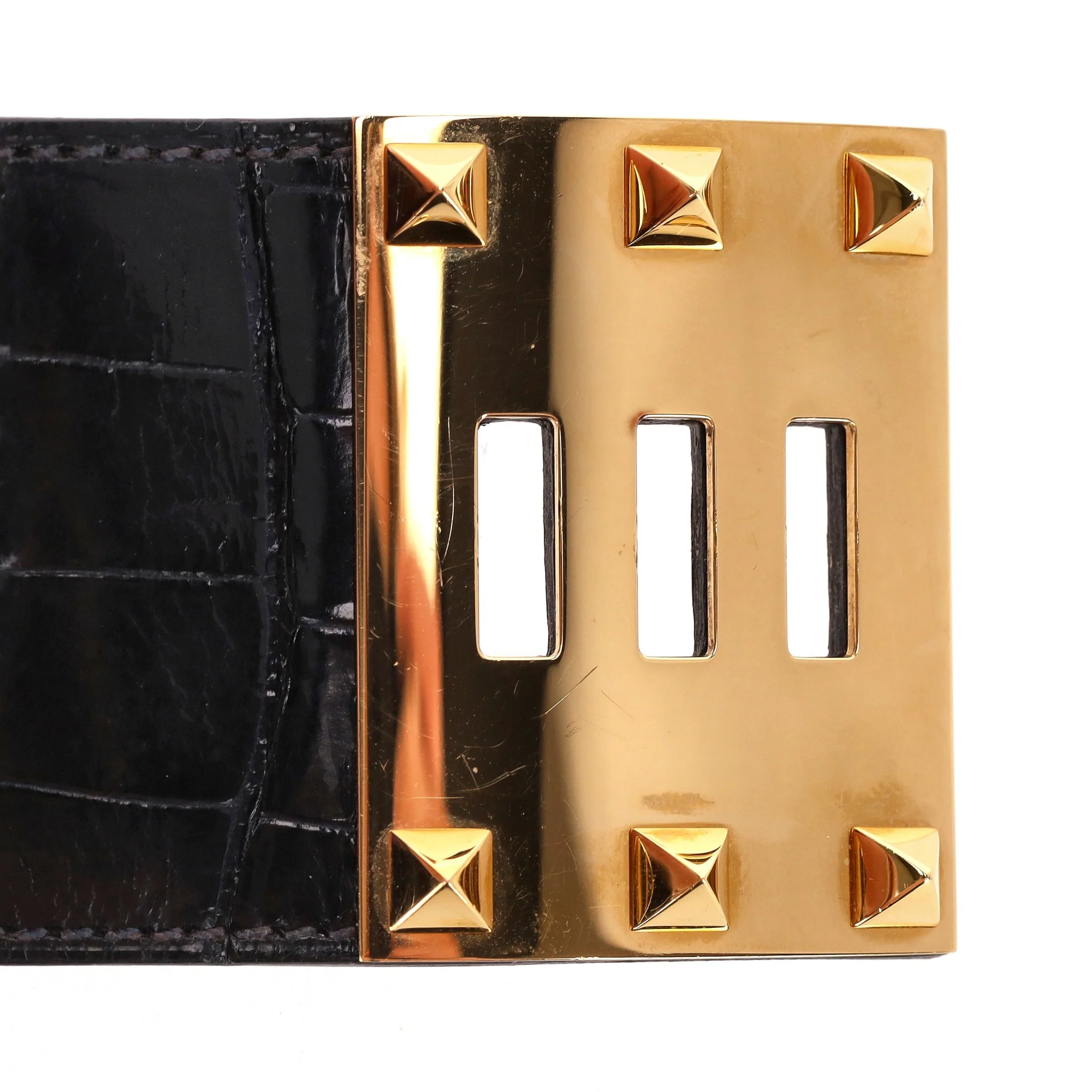 Hermes Alligator Skin Dog Extreme Cuff Bracelet - Image 6