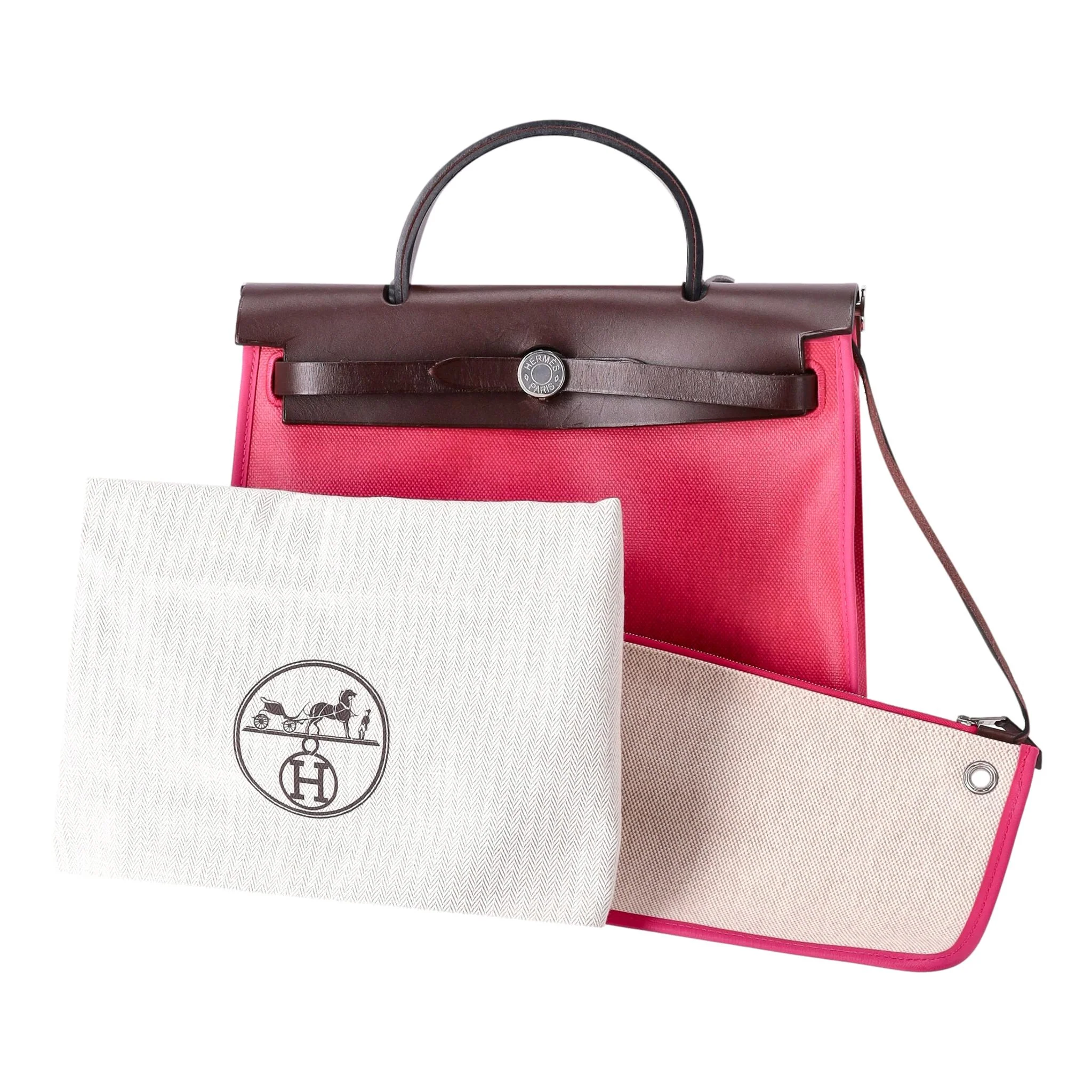 Hermes Canvas & Leather Herbag - Image 9