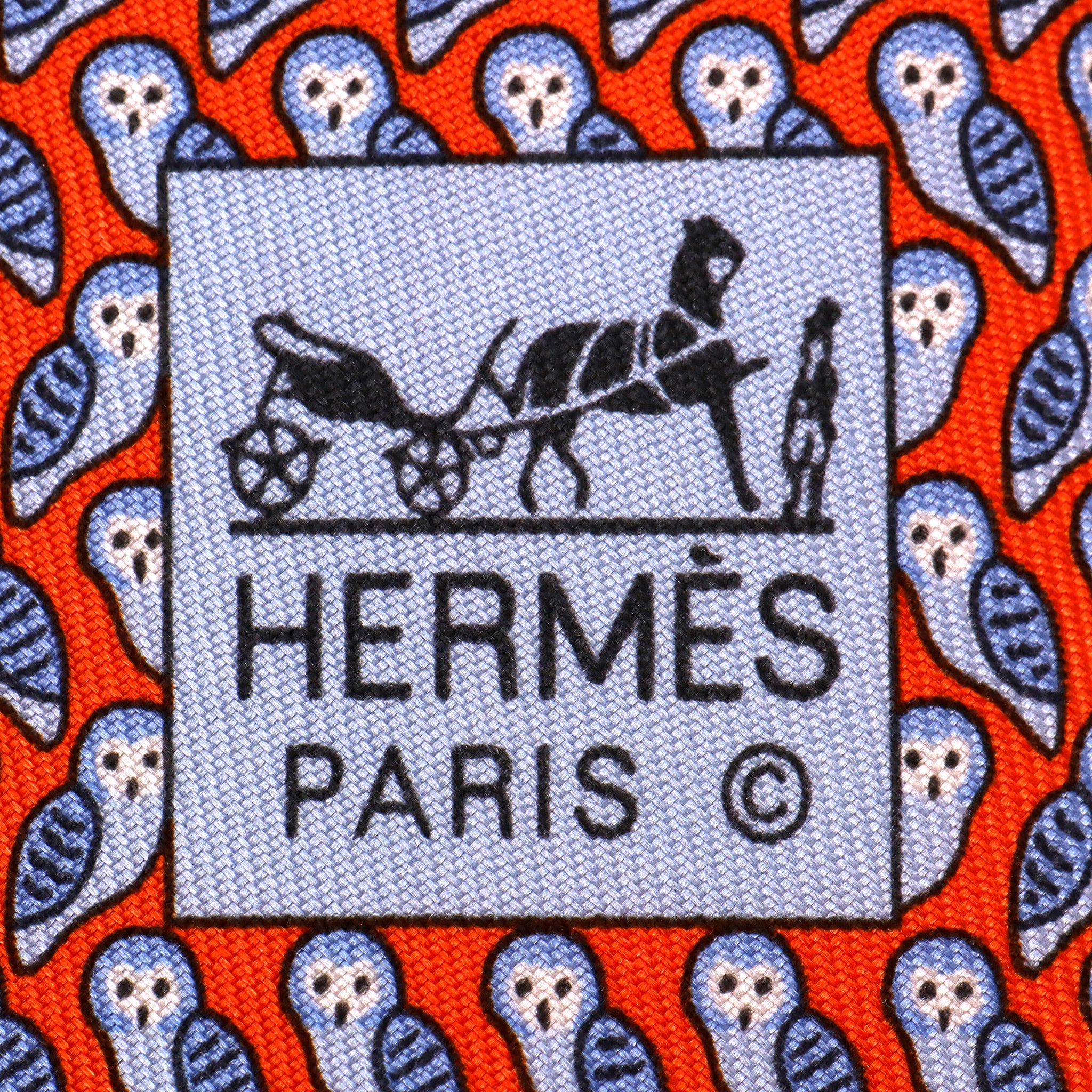 Hermes Owl Print Silk Tie - Image 6