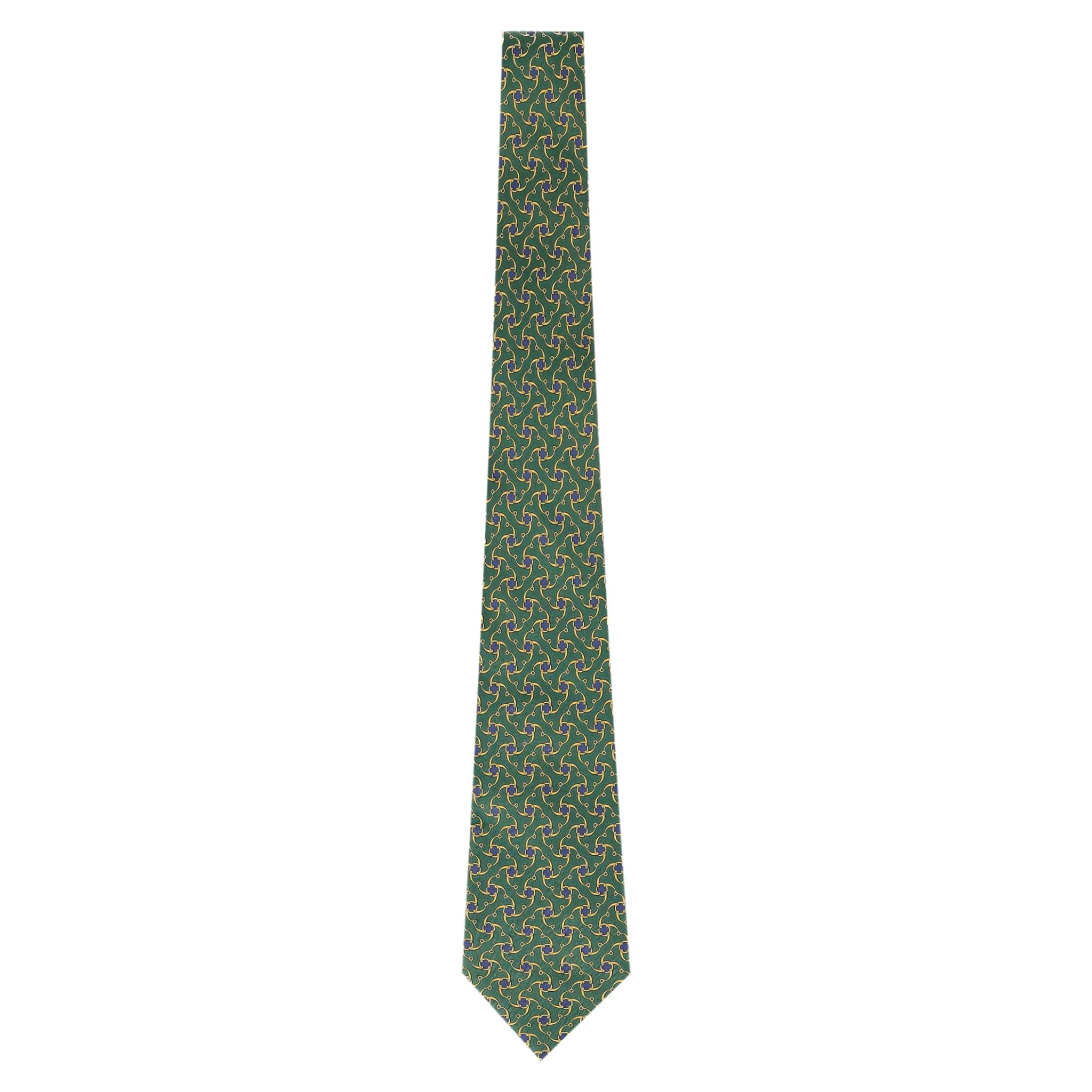 Hermes Chain-Link Geometric Print Silk Tie - Image 2