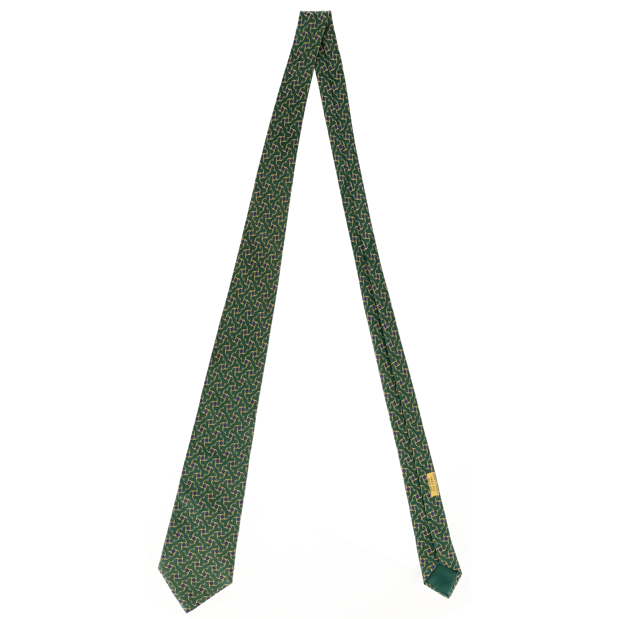 Hermes Chain-Link Geometric Print Silk Tie - Image 4