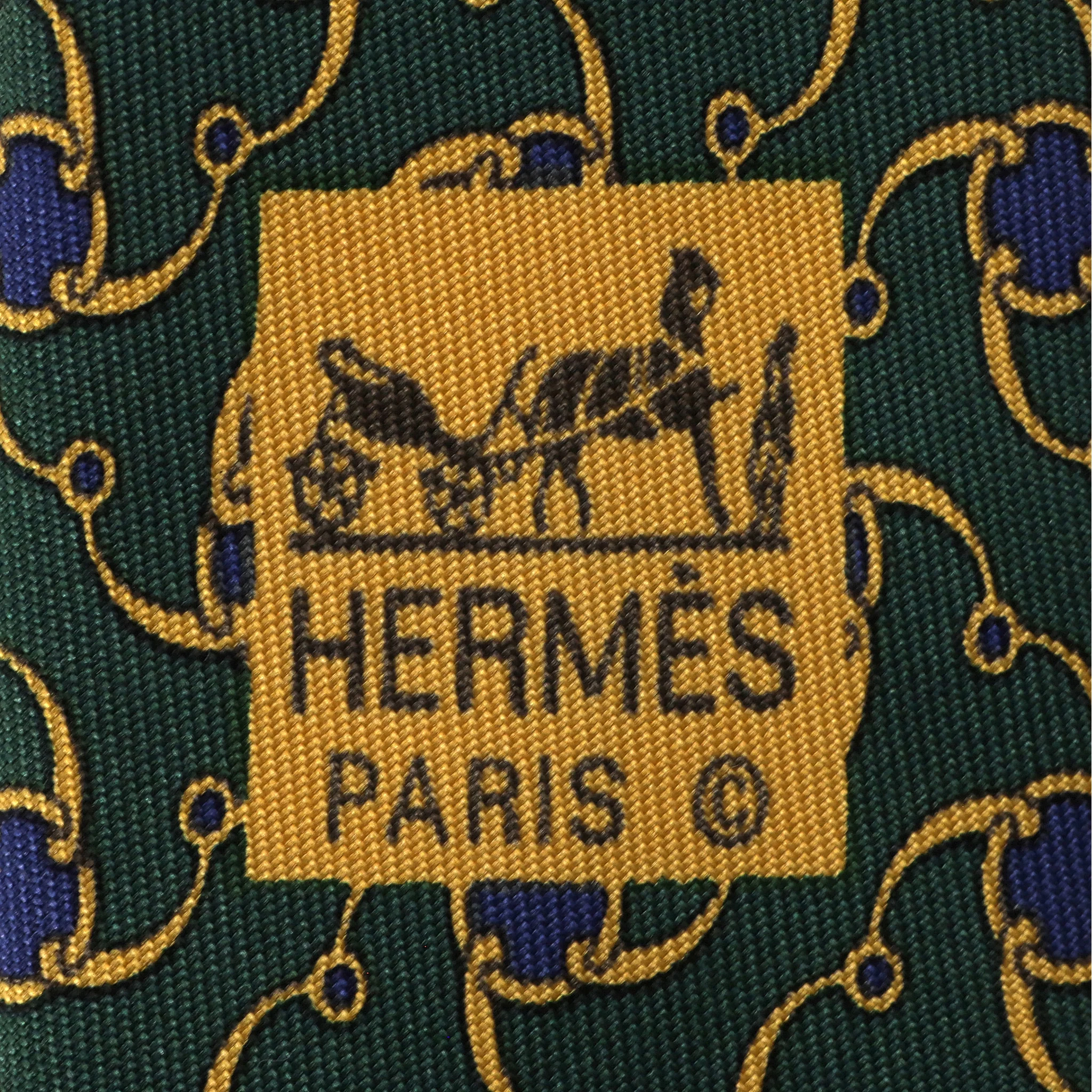 Hermes Chain-Link Geometric Print Silk Tie - Image 6