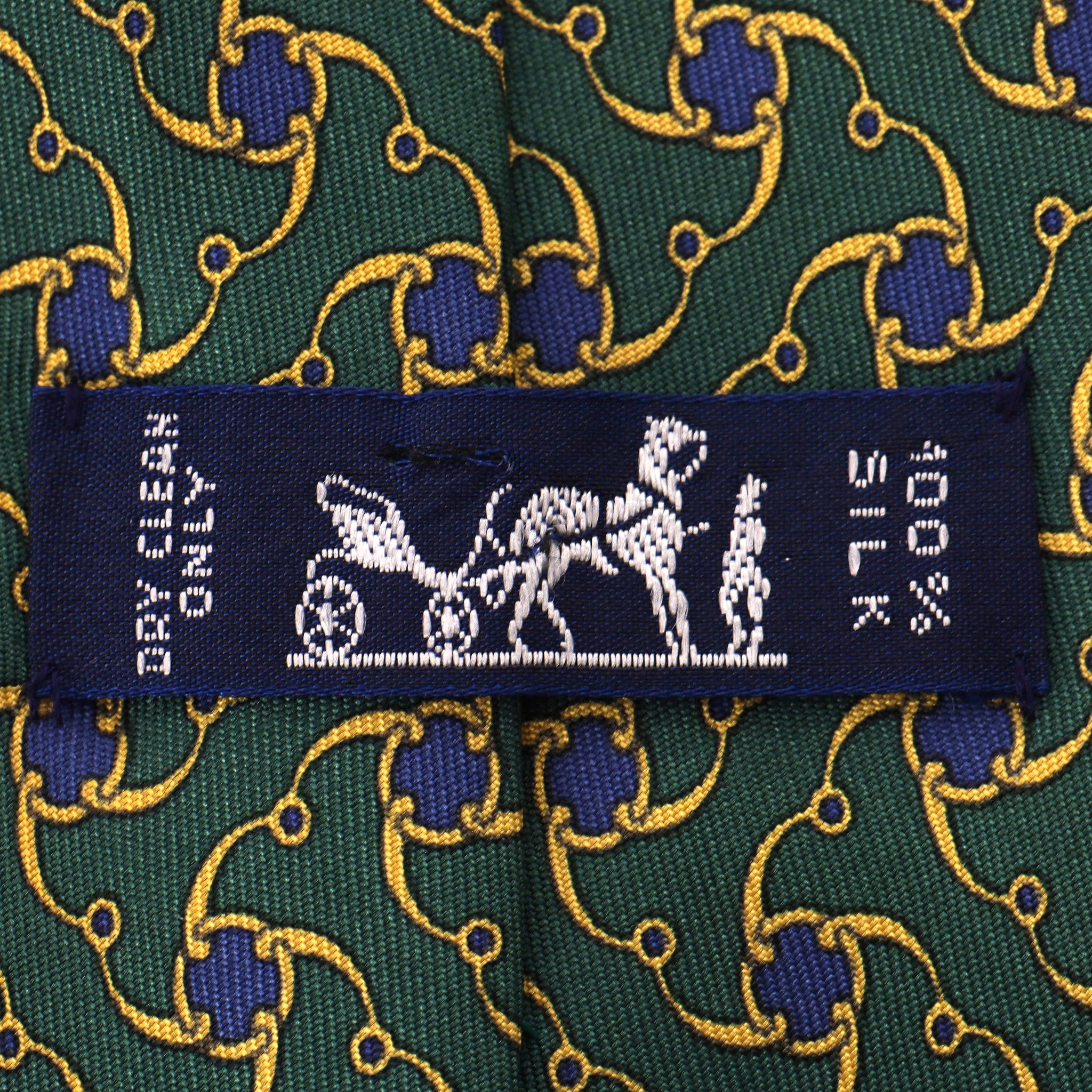 Hermes Chain-Link Geometric Print Silk Tie - Image 8