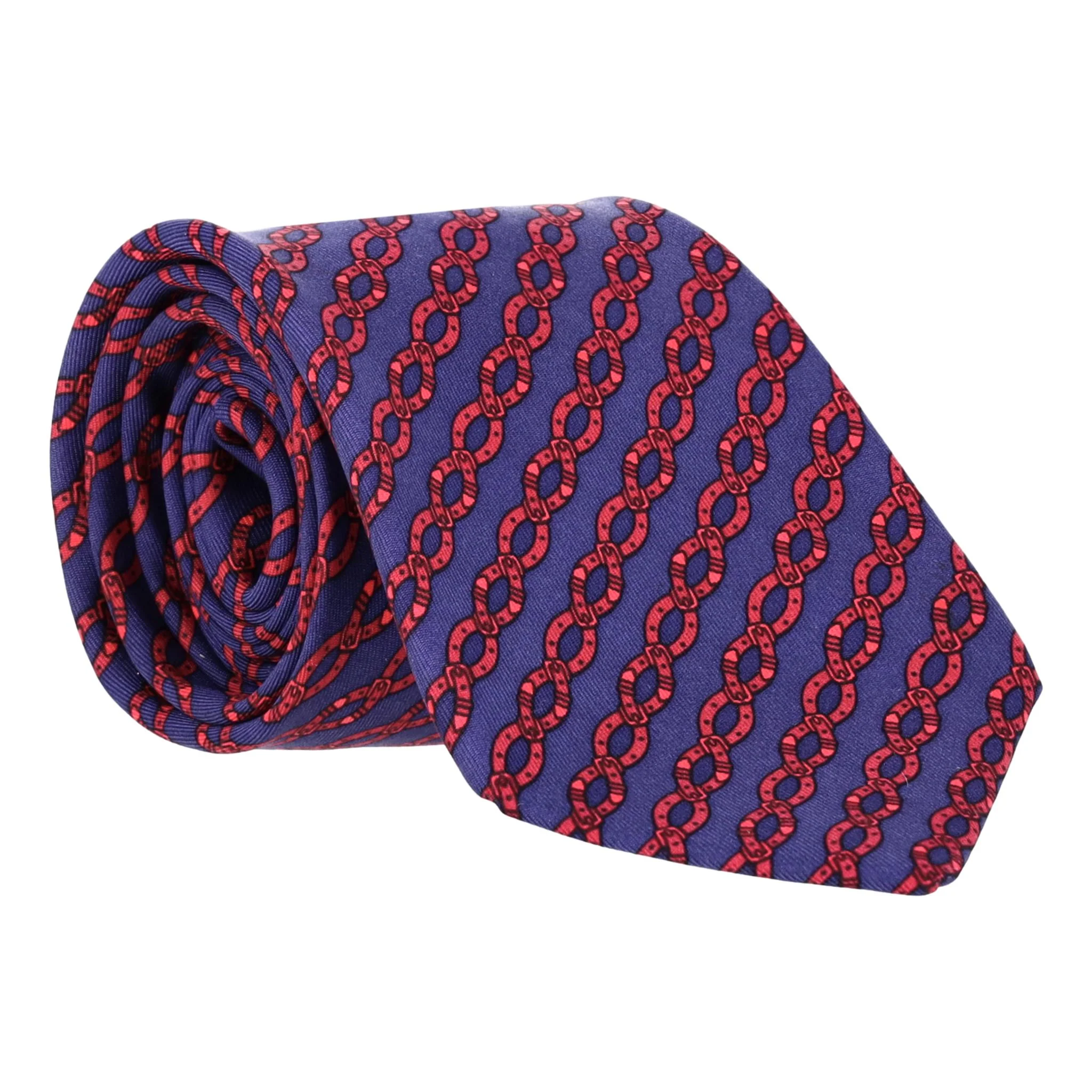 Hermes Chain-Link Print Silk Tie