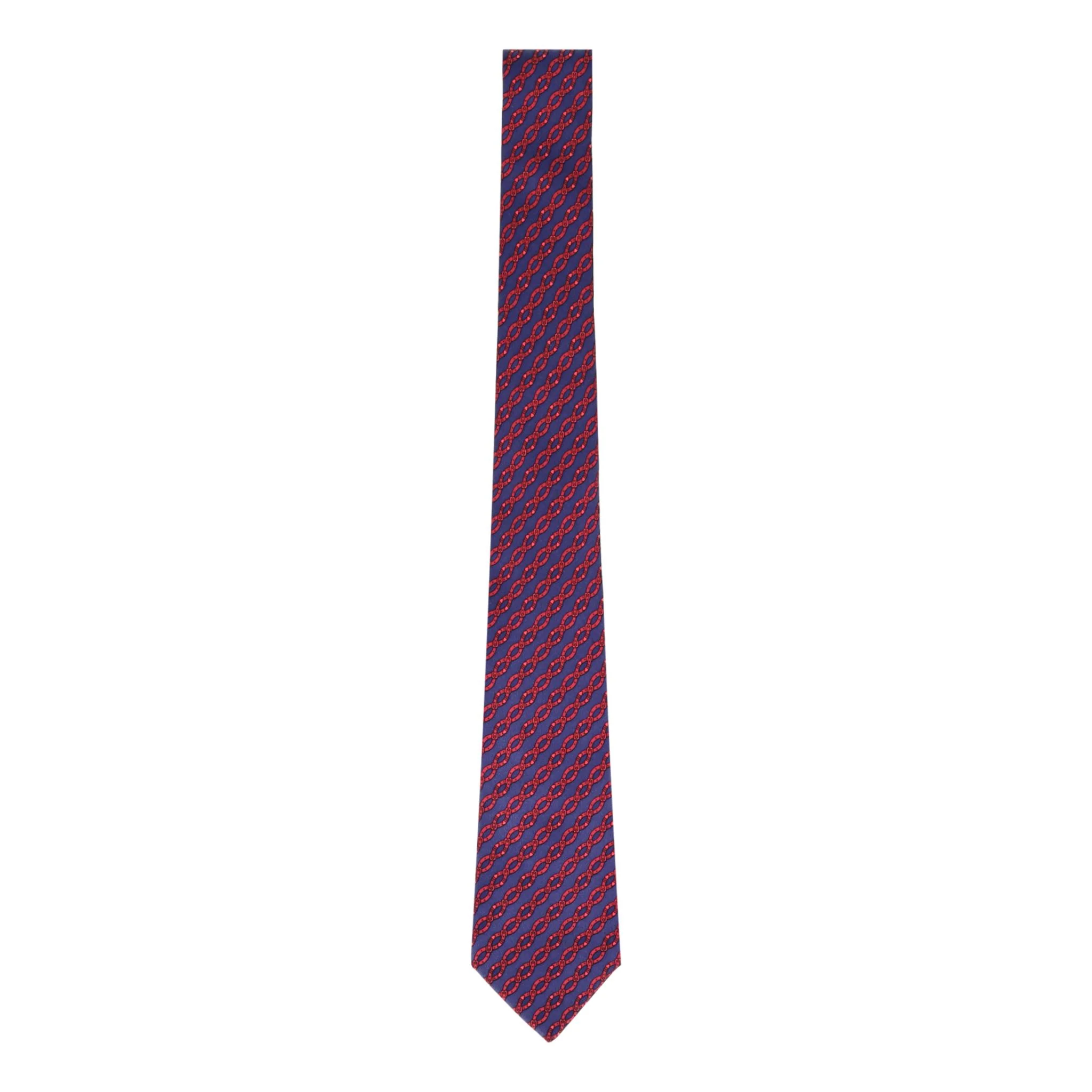 Hermes Chain-Link Print Silk Tie - Image 2