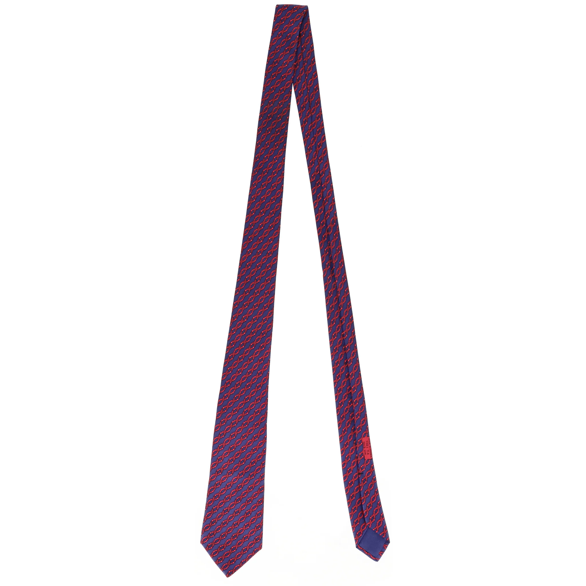 Hermes Chain-Link Print Silk Tie - Image 3